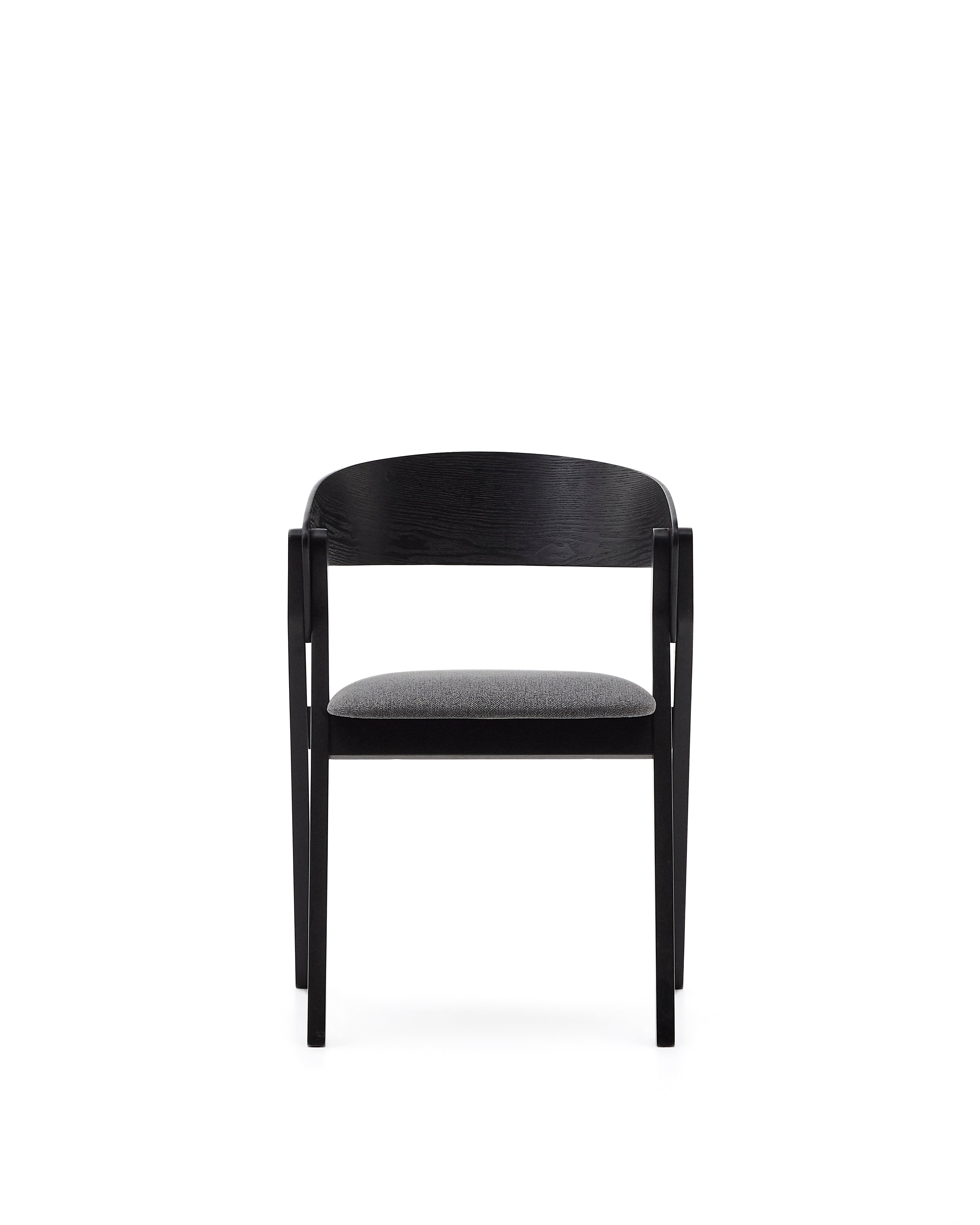 Godia chair in ash veneer with a black finish and grey chenille - Product Image