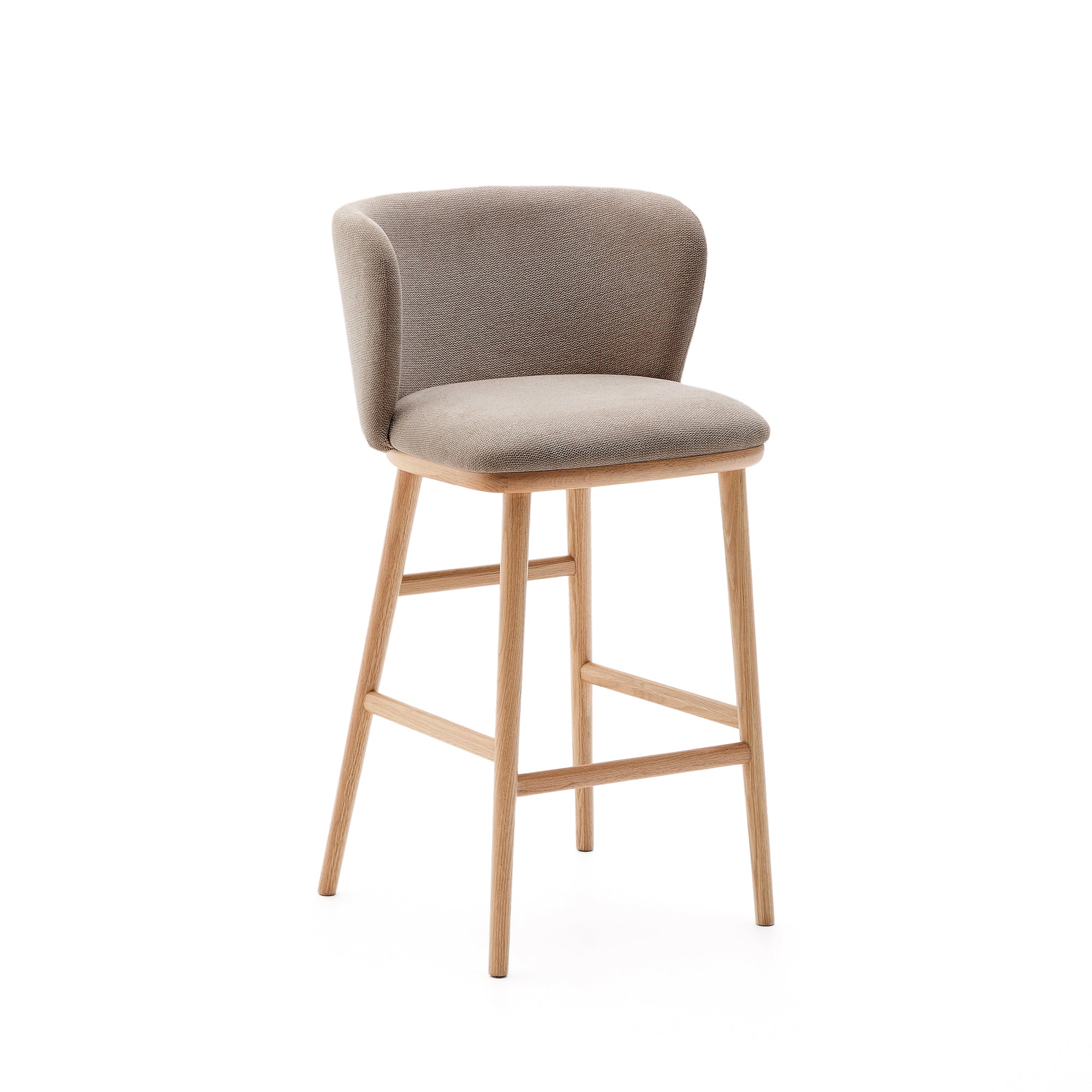 Ciselia stool brown chenille solid ash wood natural tone finish FSC Mix Credit 65 cm - Product Image