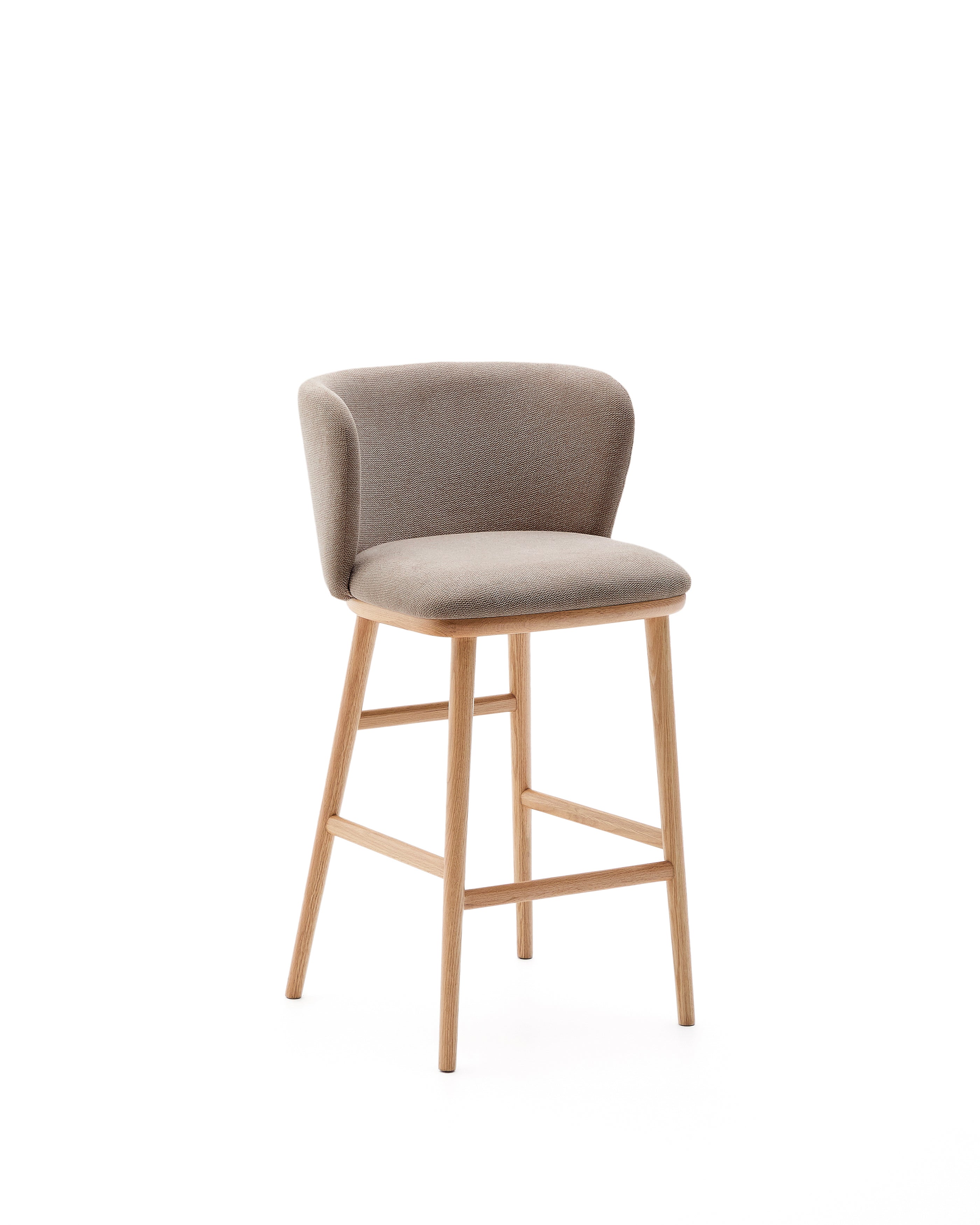 Ciselia stool brown chenille solid ash wood natural tone finish FSC Mix Credit 65 cm - Product Image