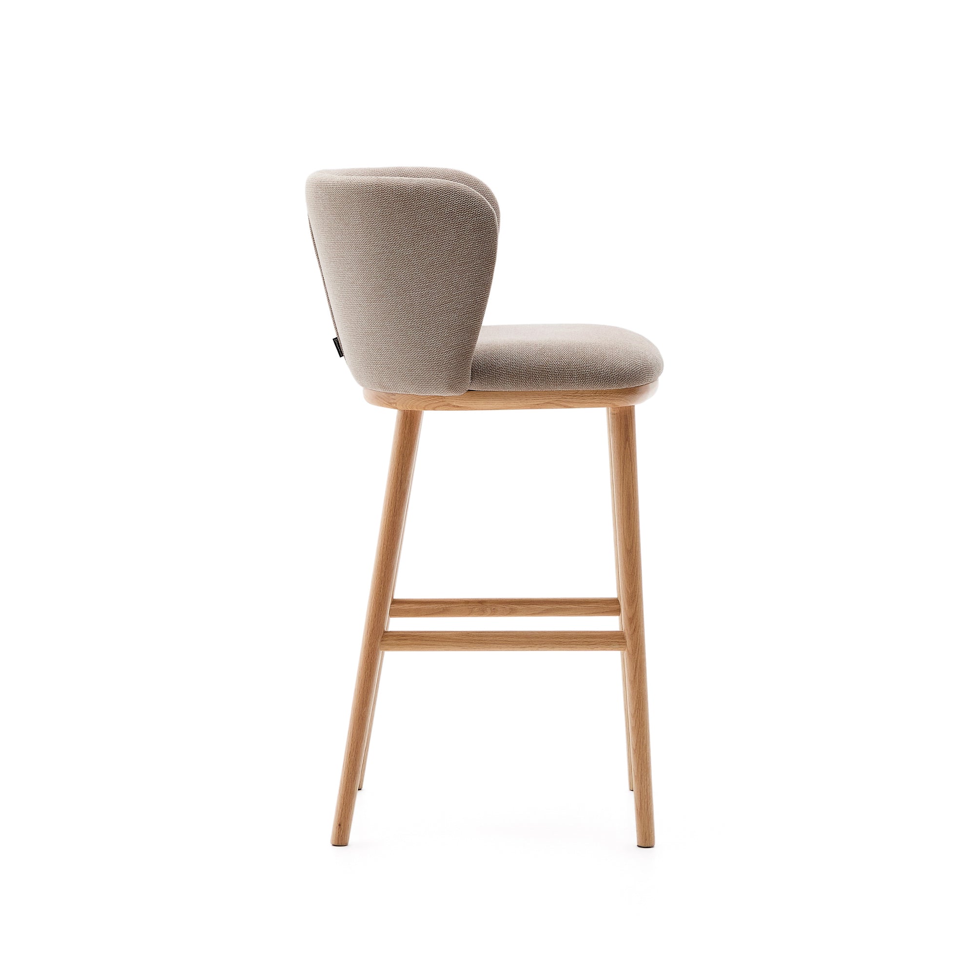 Ciselia stool brown chenille solid ash wood natural tone finish FSC Mix Credit 65 cm - Product Image