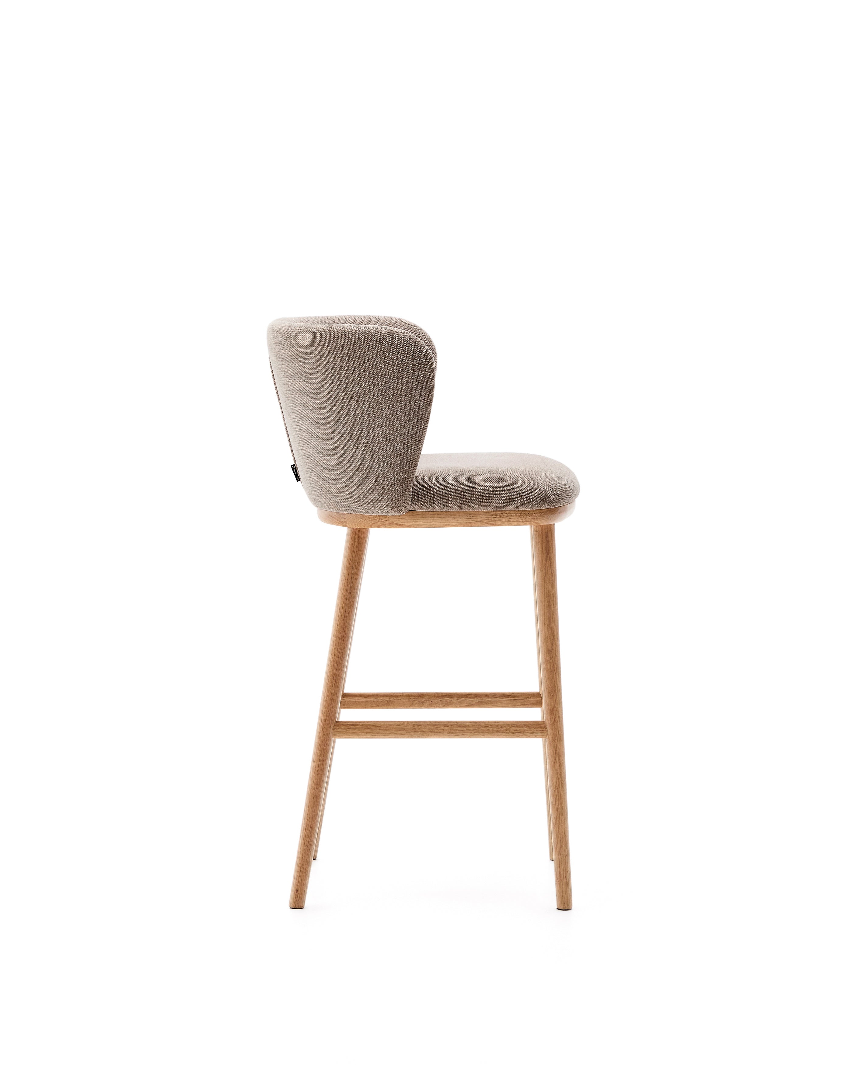 Ciselia stool brown chenille solid ash wood natural tone finish FSC Mix Credit 65 cm - Product Image