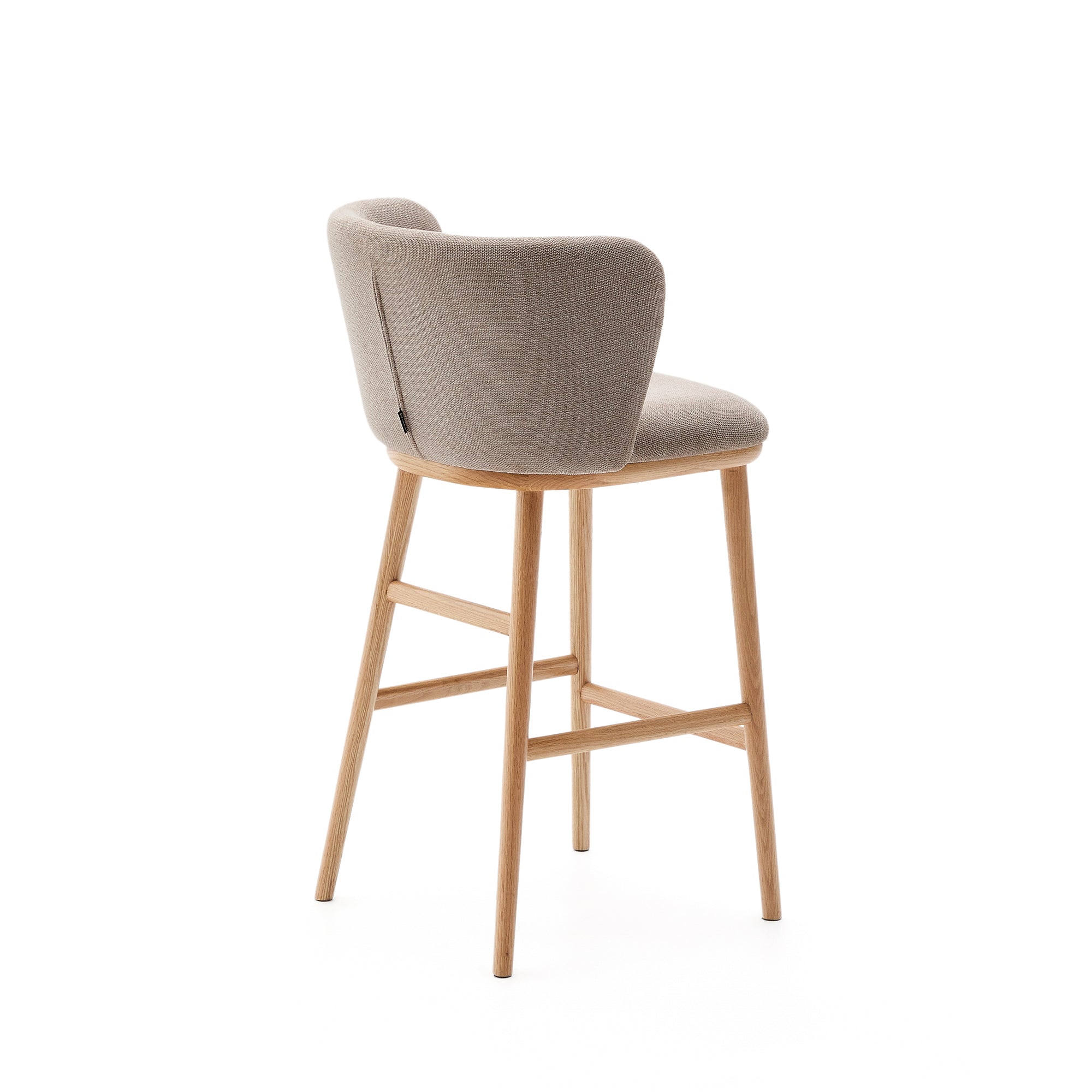Ciselia stool brown chenille solid ash wood natural tone finish FSC Mix Credit 65 cm - Product Image