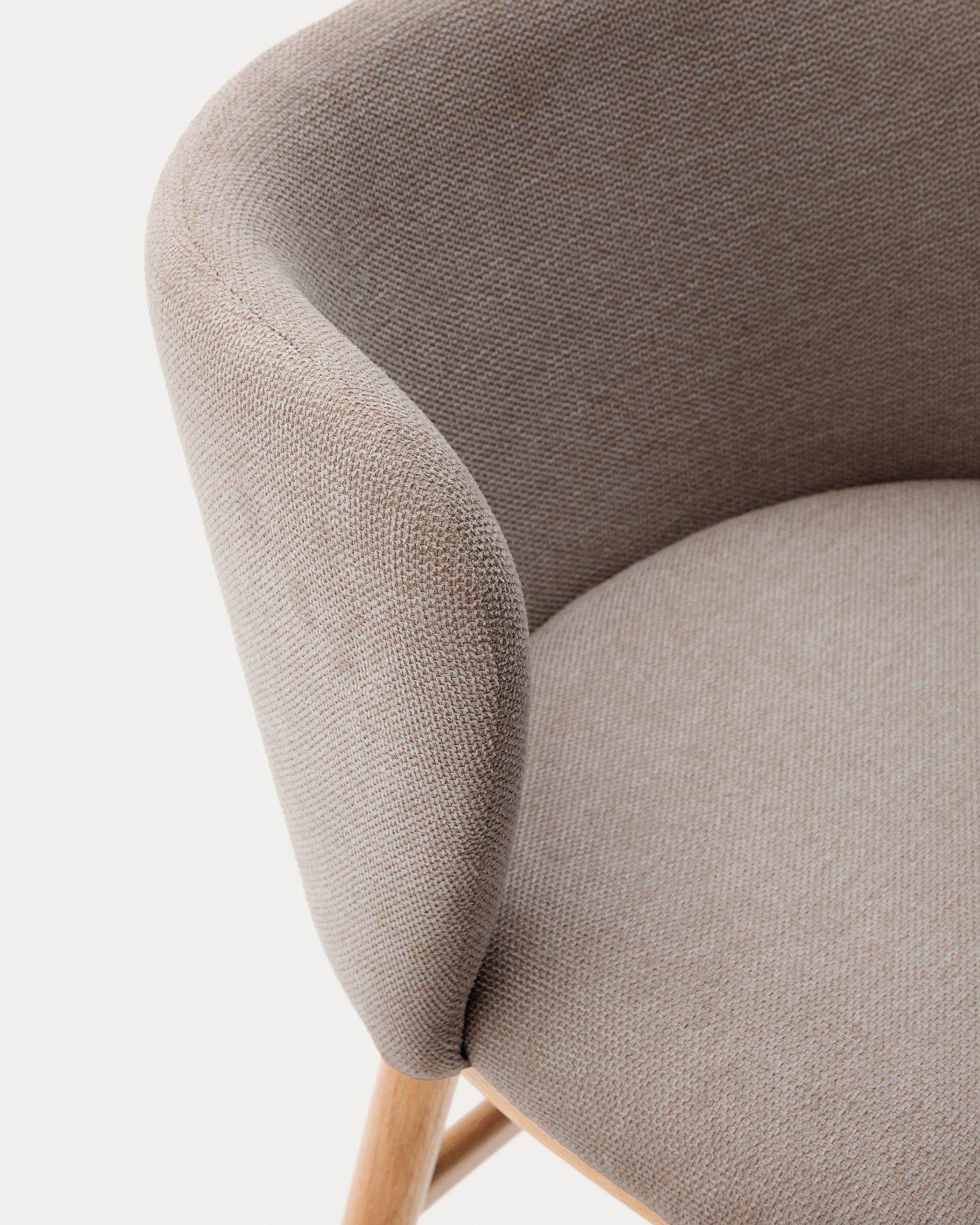 Ciselia stool brown chenille solid ash wood natural tone finish FSC Mix Credit 65 cm - Detail