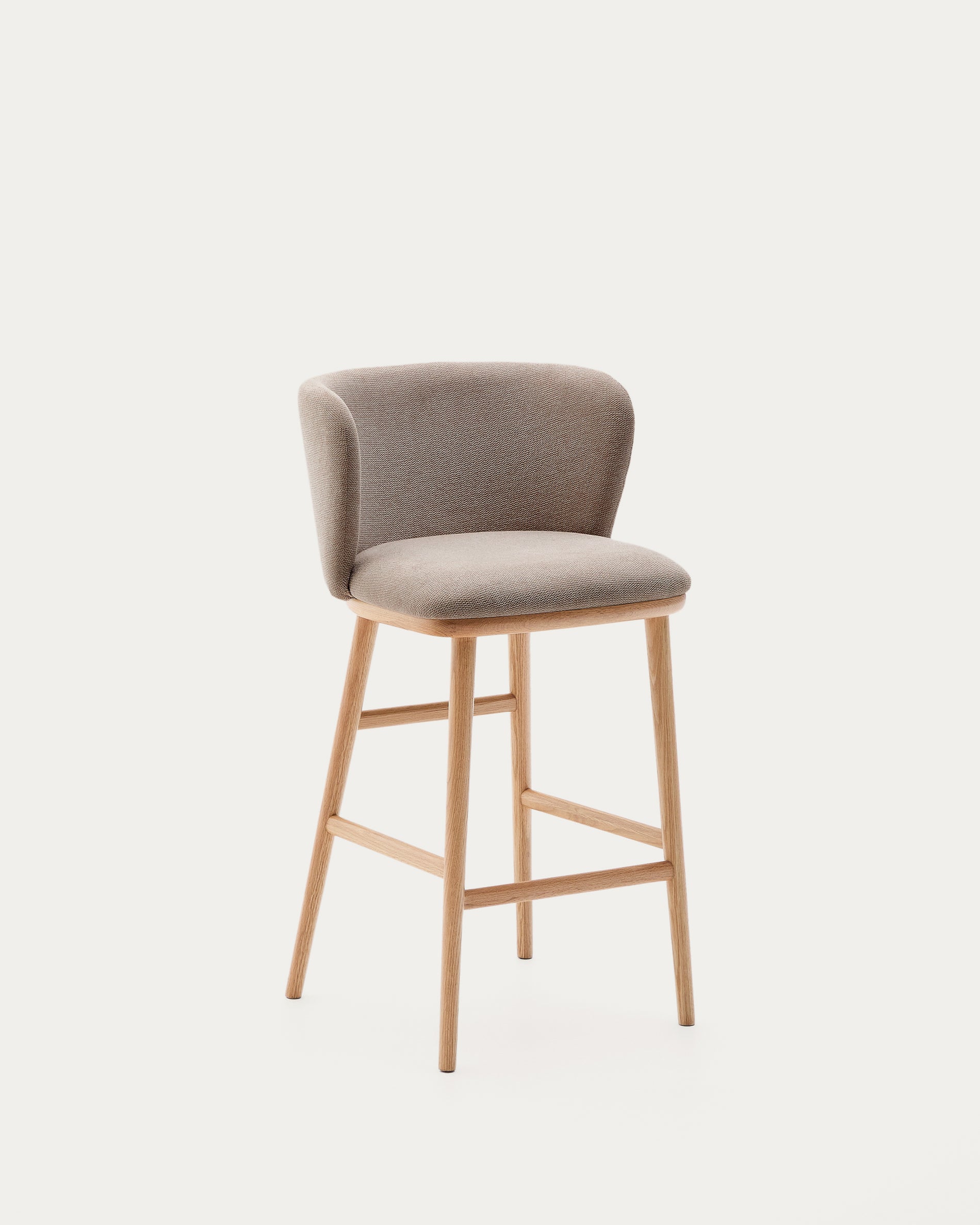Ciselia stool brown chenille solid ash wood natural tone finish FSC Mix Credit 65 cm - Product View