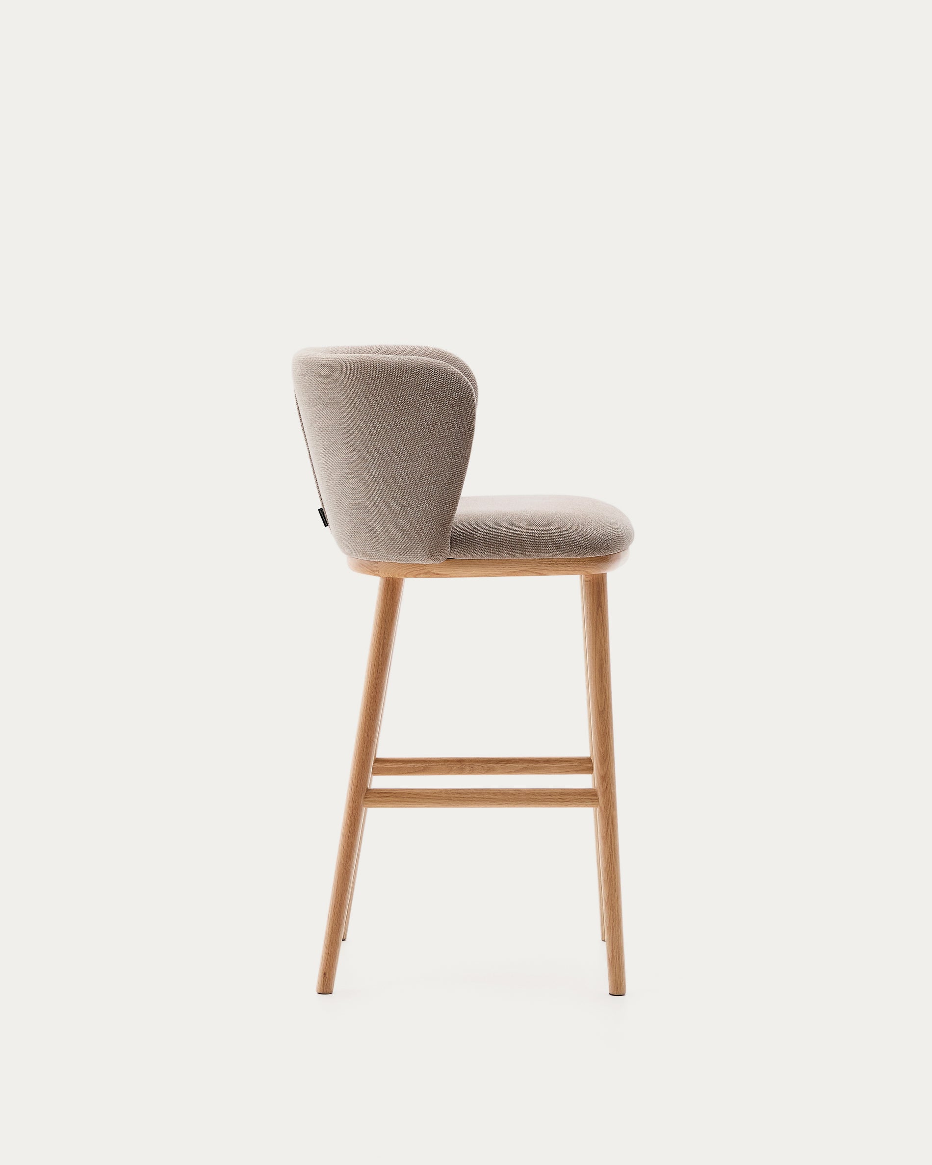Ciselia stool brown chenille solid ash wood natural tone finish FSC Mix Credit 65 cm - Product View