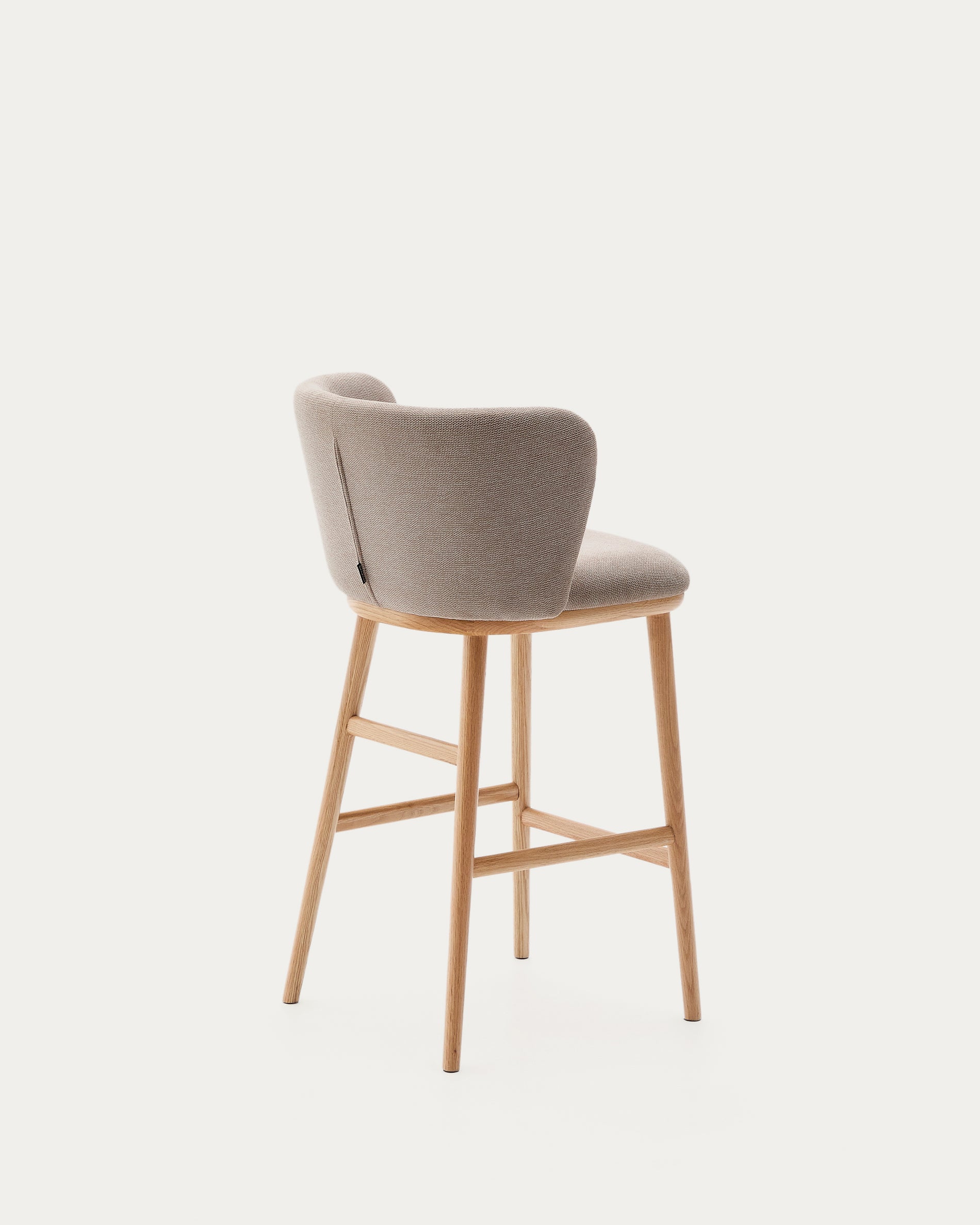 Ciselia stool brown chenille solid ash wood natural tone finish FSC Mix Credit 65 cm - Product View