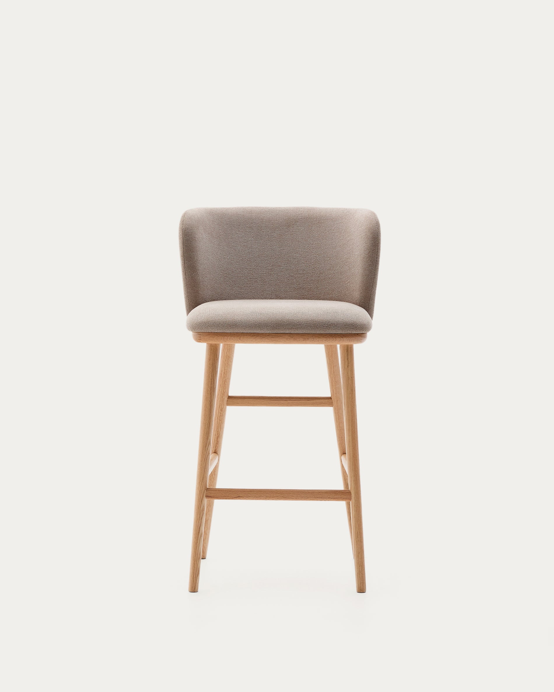 Ciselia stool brown chenille solid ash wood natural tone finish FSC Mix Credit 65 cm - Product View