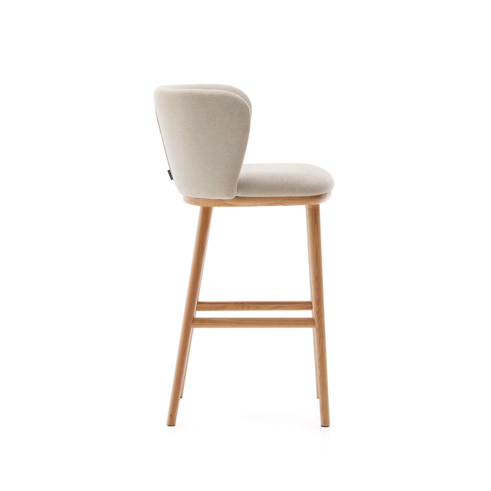 Ciselia stool beige chenille and solid ash wood natural tone finish FSC Mix Credit 65 cm - Product Image