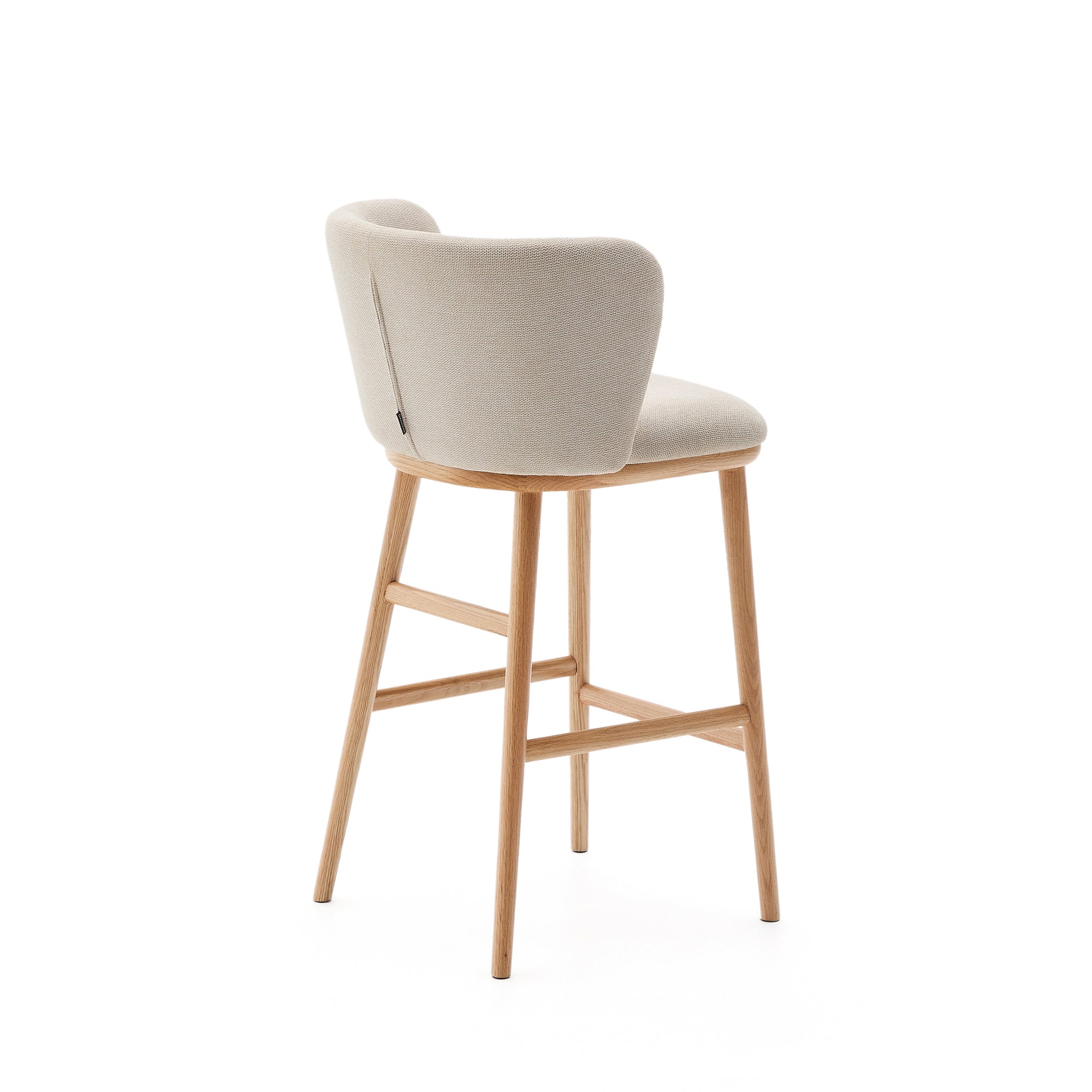 Ciselia stool beige chenille and solid ash wood natural tone finish FSC Mix Credit 65 cm - Product Image