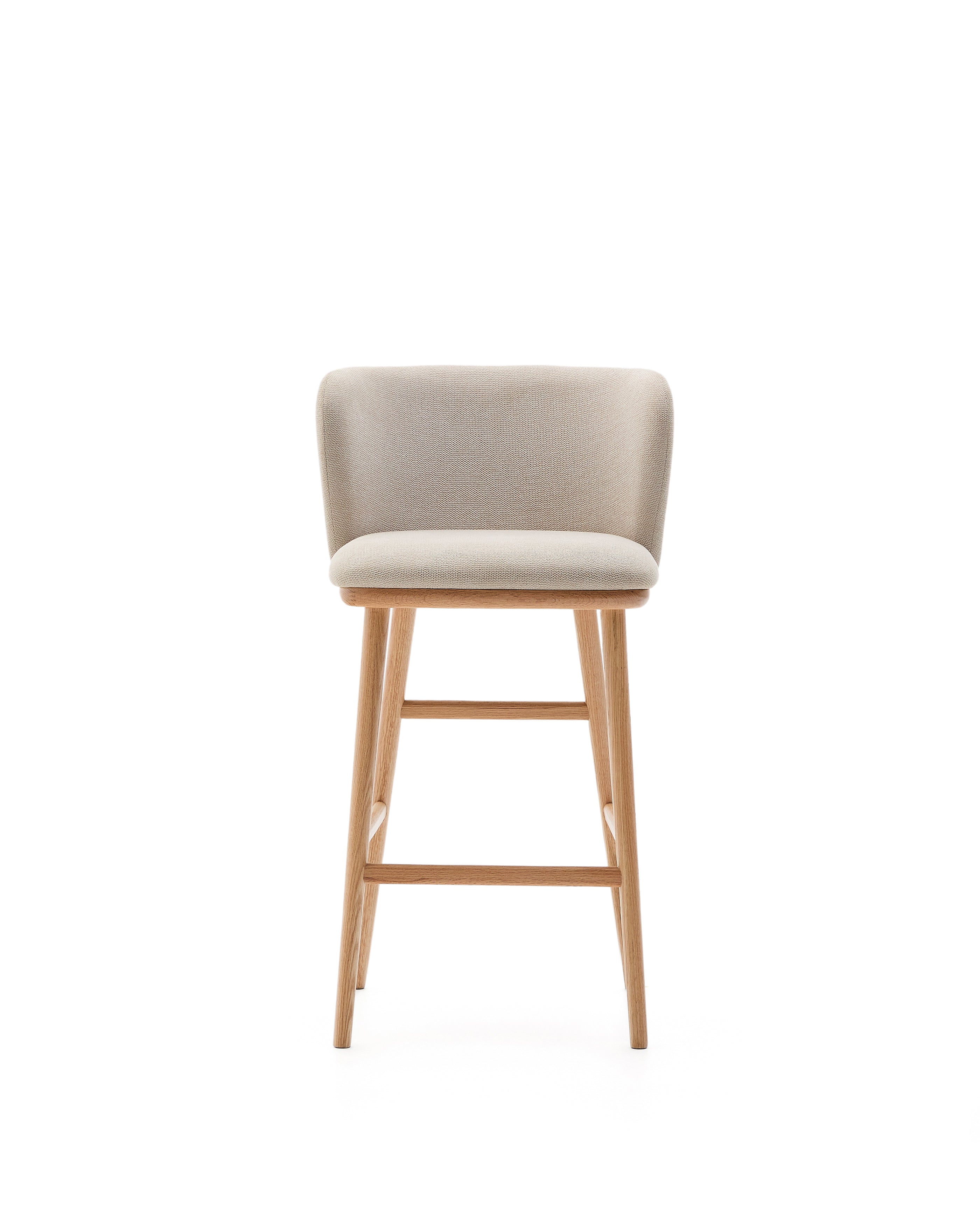 Ciselia stool beige chenille and solid ash wood natural tone finish FSC Mix Credit 65 cm - Product Image