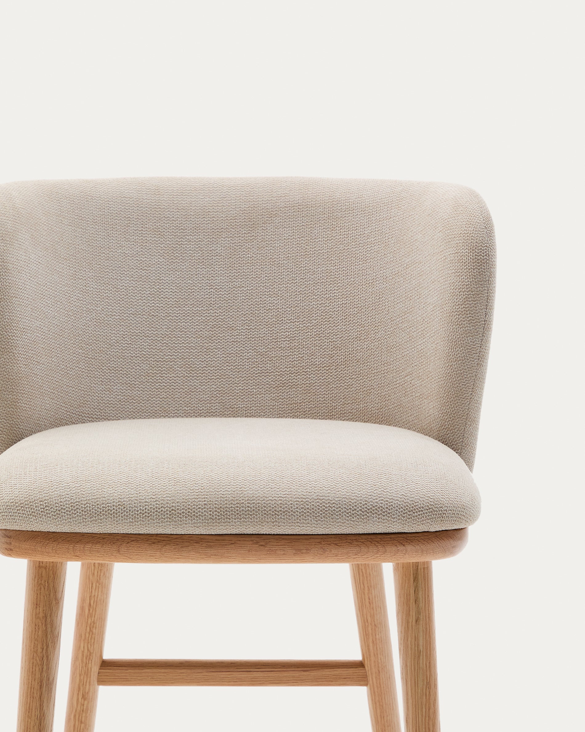 Ciselia stool beige chenille and solid ash wood natural tone finish FSC Mix Credit 65 cm - Detail