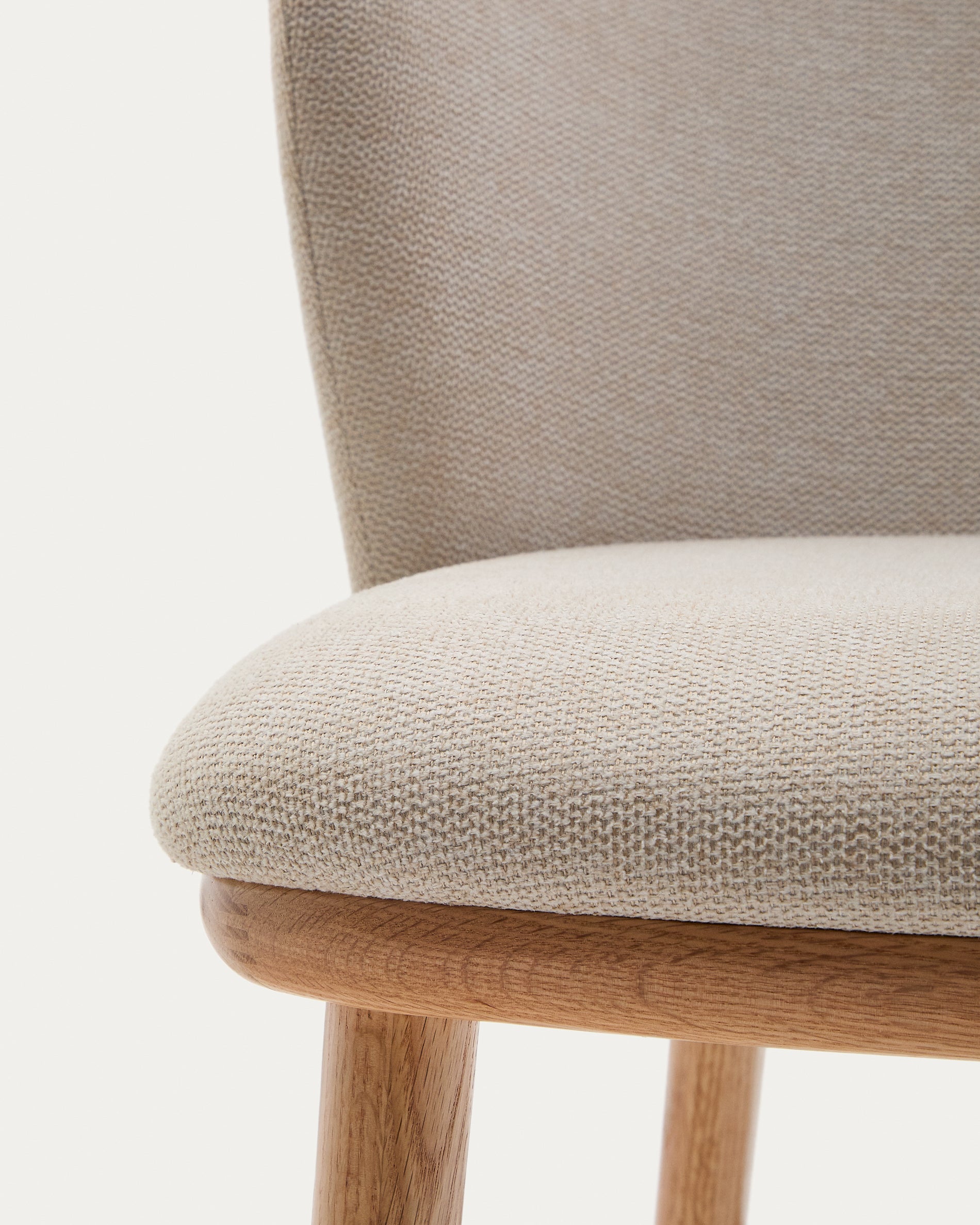 Ciselia stool beige chenille and solid ash wood natural tone finish FSC Mix Credit 65 cm - Detail
