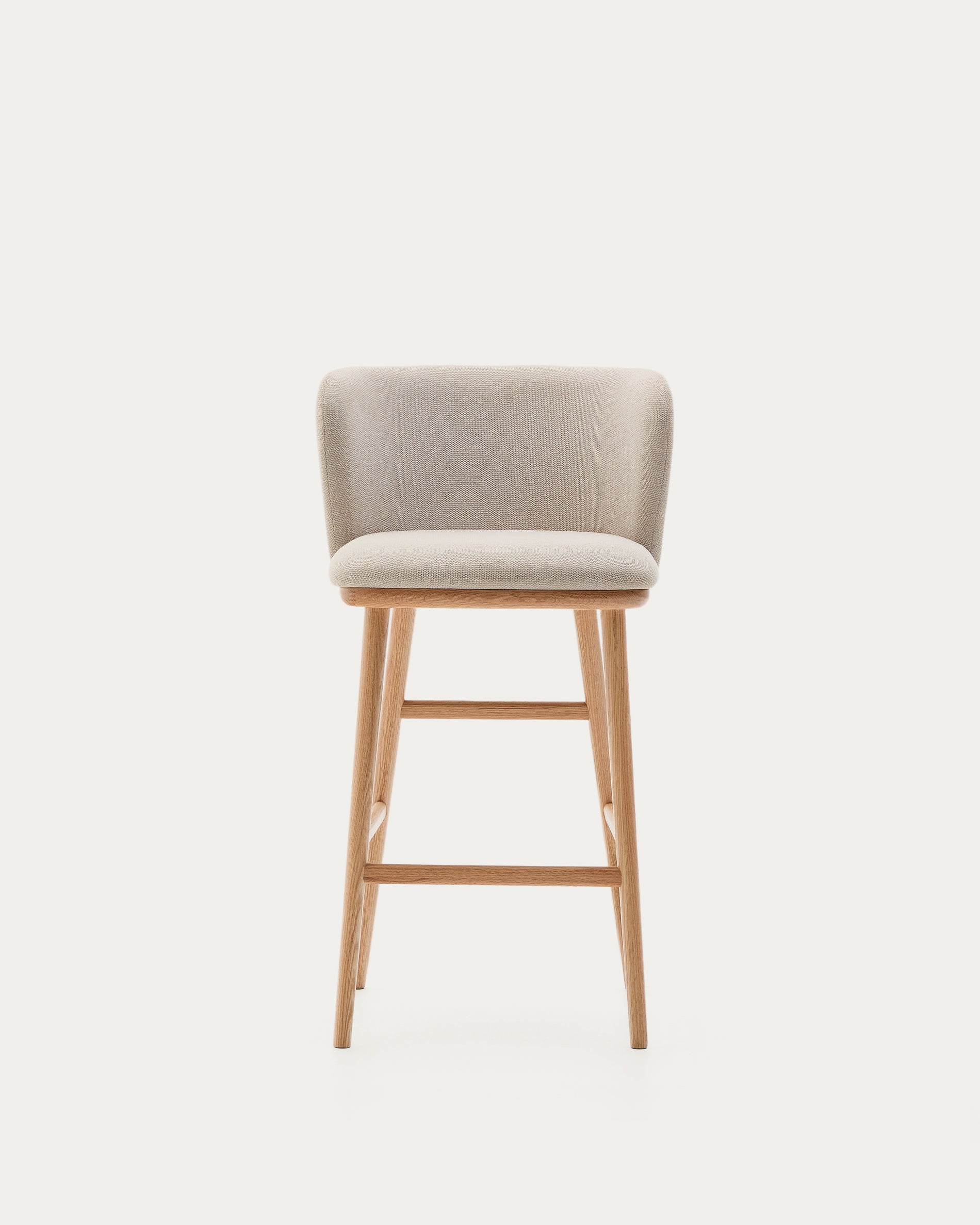 Ciselia stool beige chenille and solid ash wood natural tone finish FSC Mix Credit 65 cm - Product View