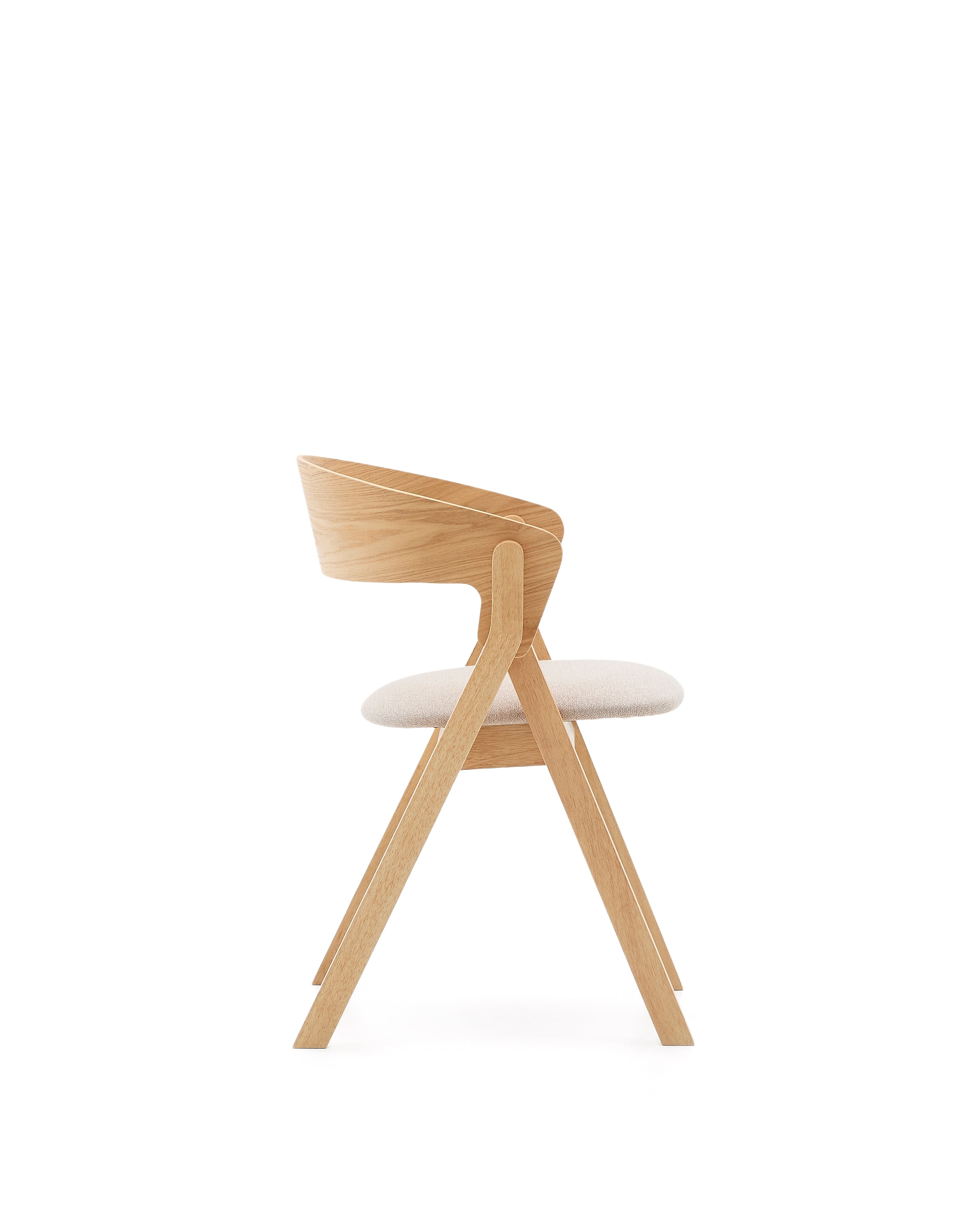 Godia chair in ash veneer with a natural finish and beige chenille - Product Image