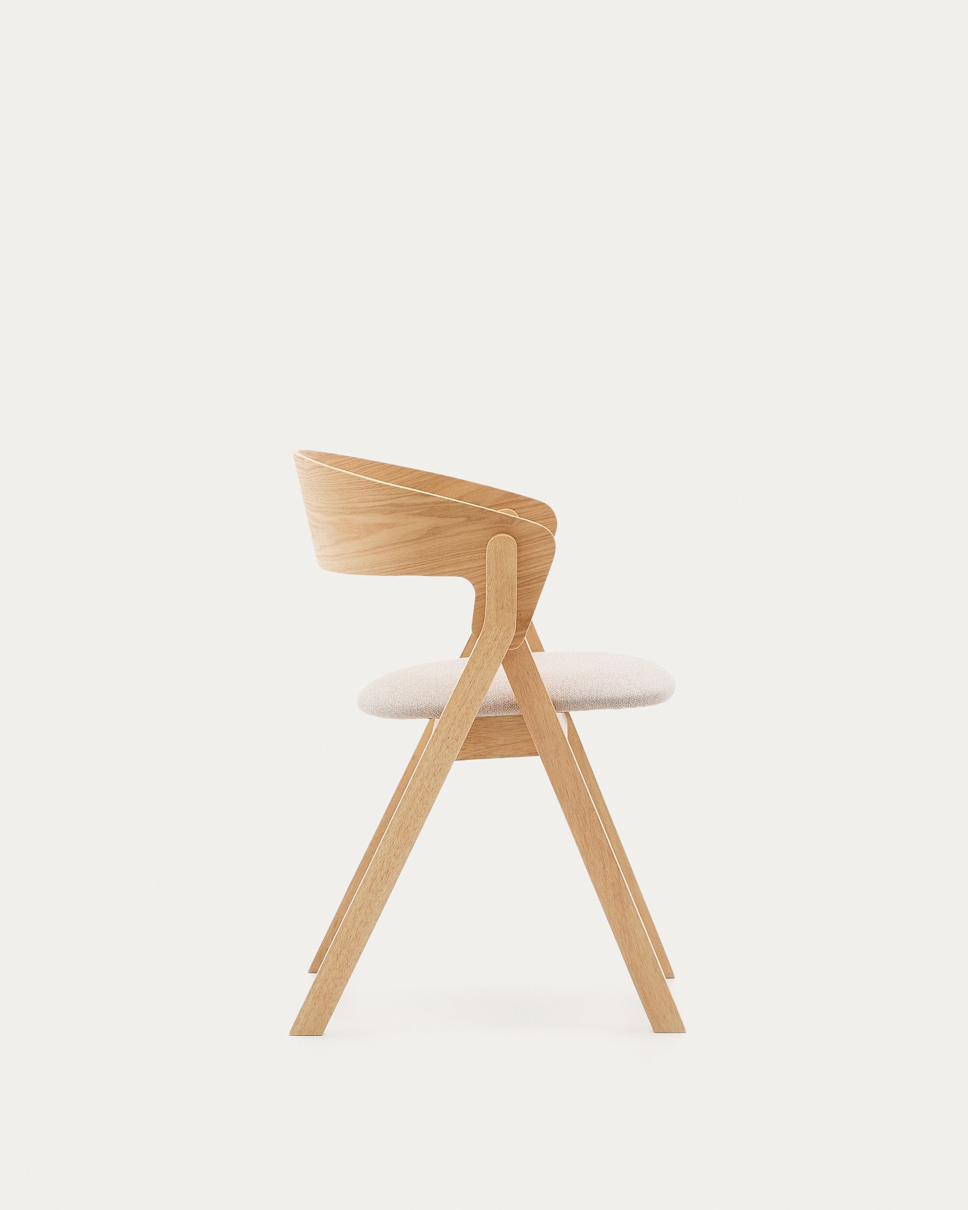 Godia chair in ash veneer with a natural finish and beige chenille - Product View