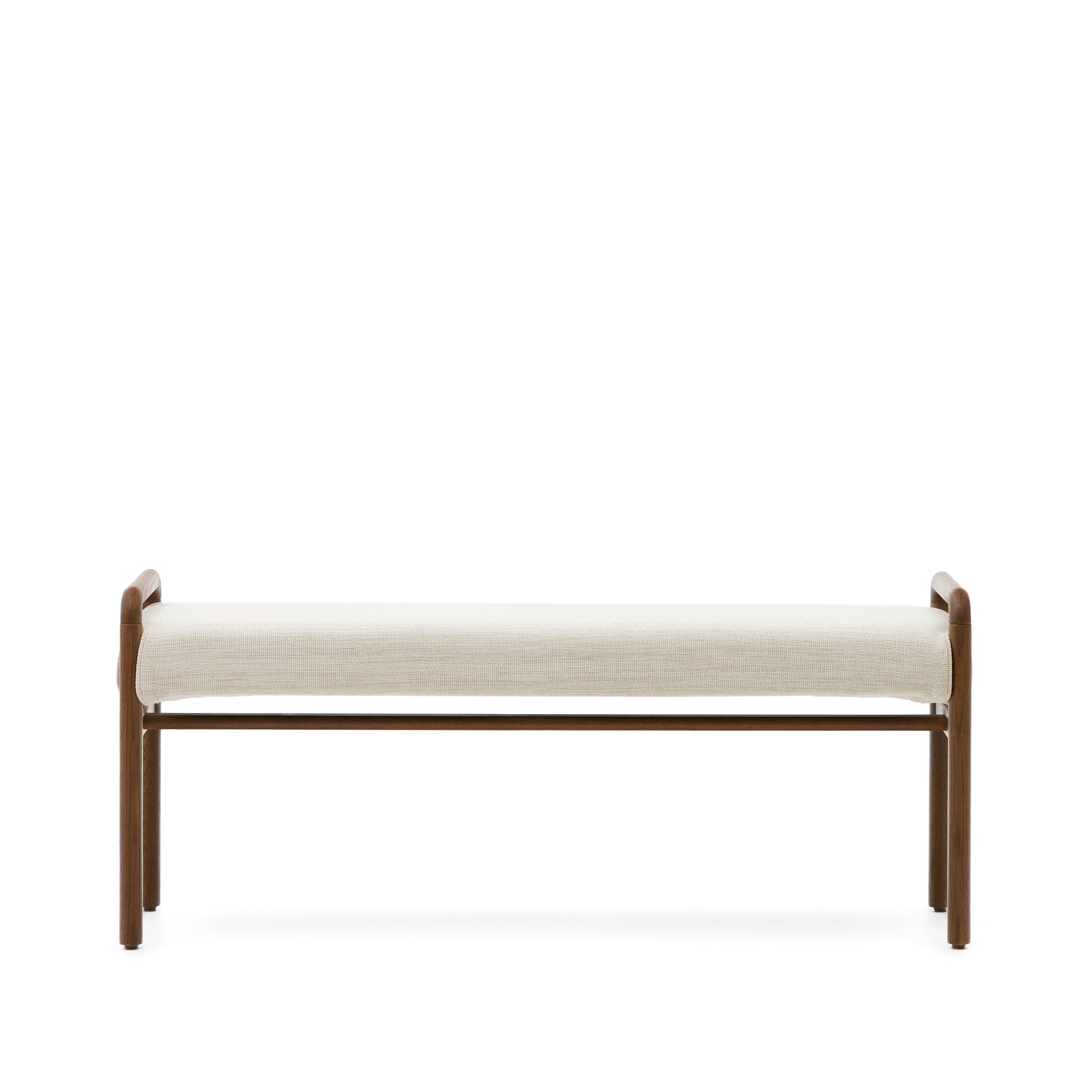Macaret bench with removable cover solid oak wood with walnut finish 120 cm FSC Mix Credit - Product Image