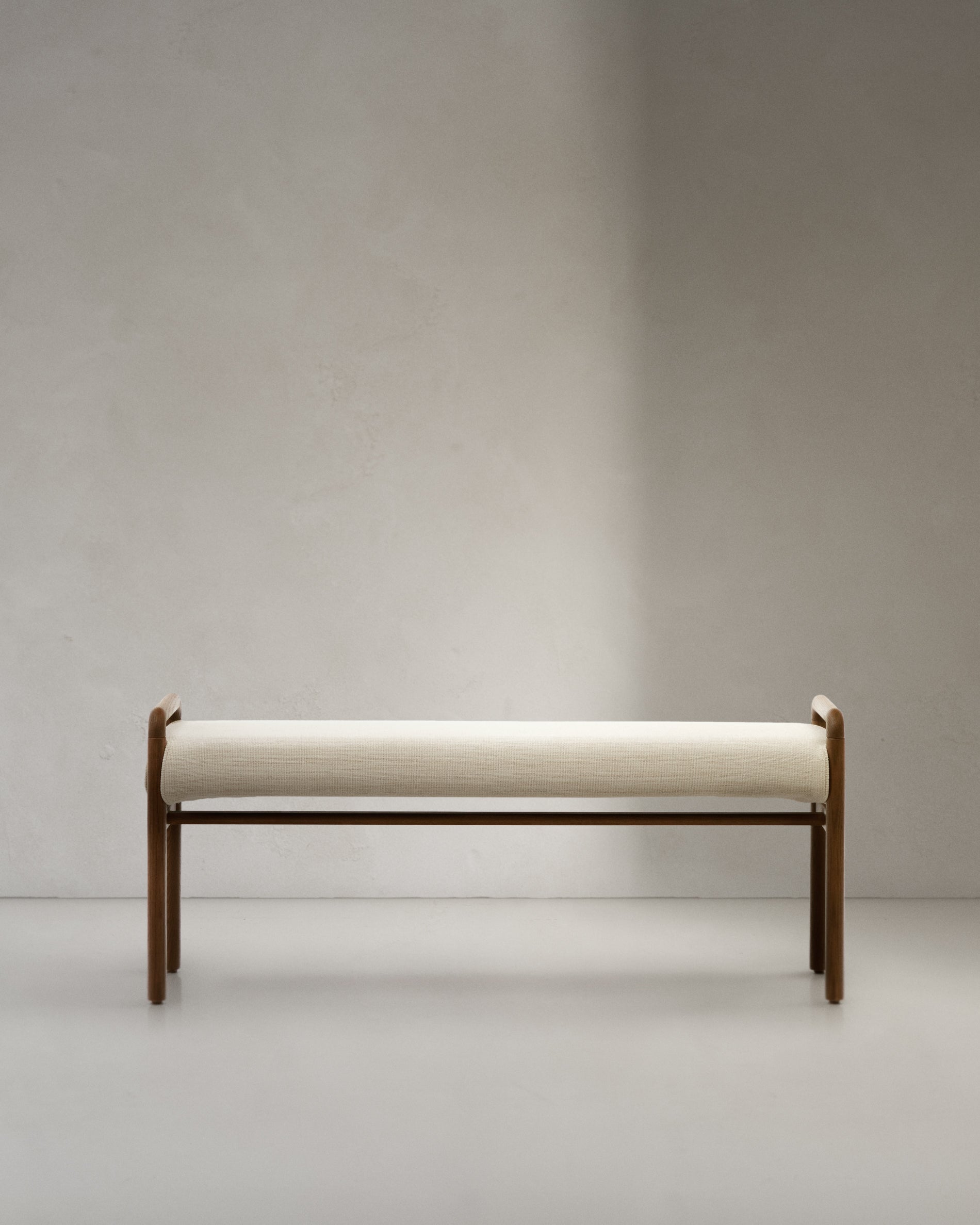 Macaret bench with removable cover solid oak wood with walnut finish 120 cm FSC Mix Credit - Product View