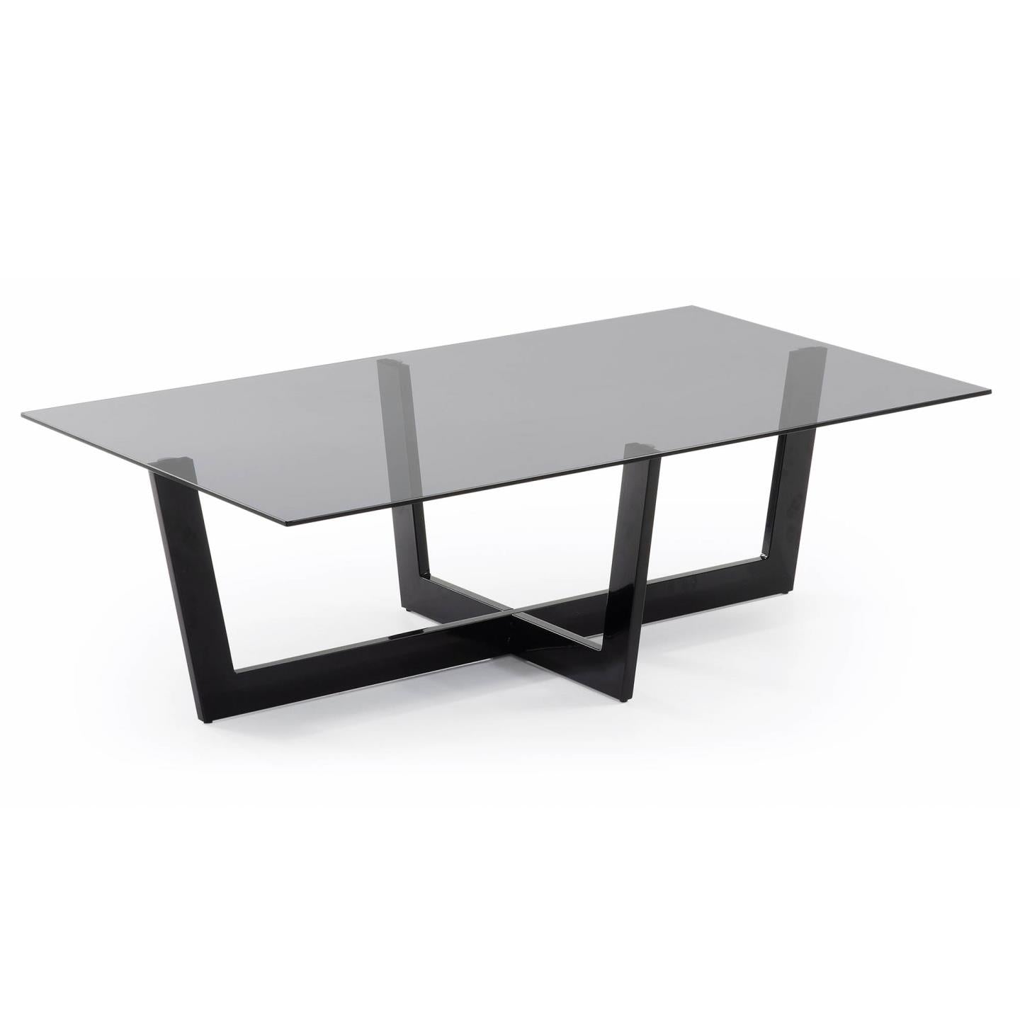 Black glass Plam coffee table 120 x 70 cm - Product Image