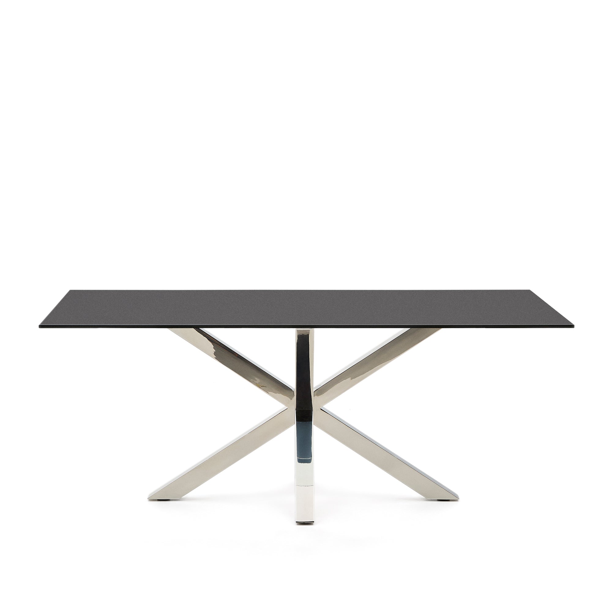 Argo table with black glass and steel legs 200 x 100 cm - Product Image