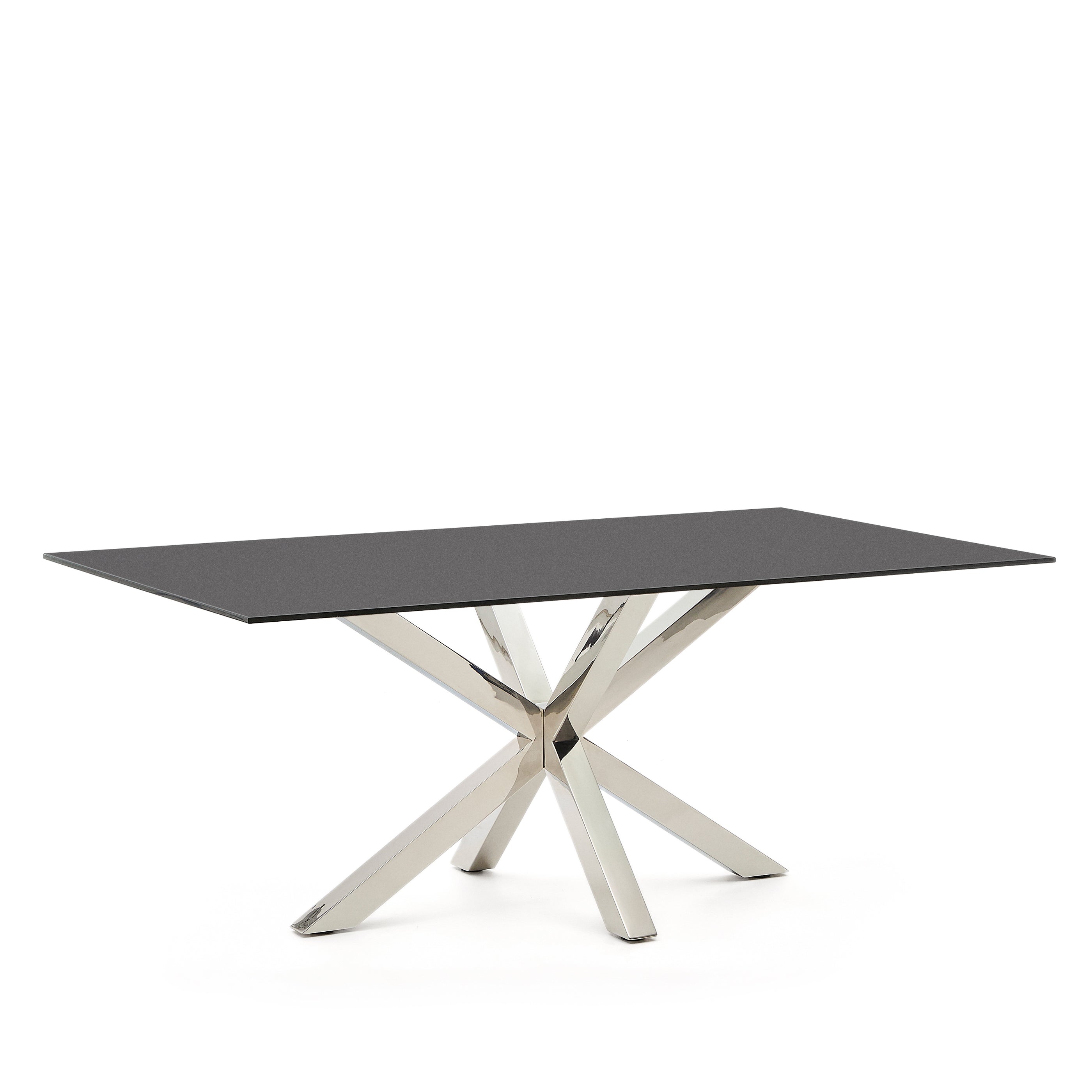 Argo table with black glass and steel legs 200 x 100 cm - Product Image