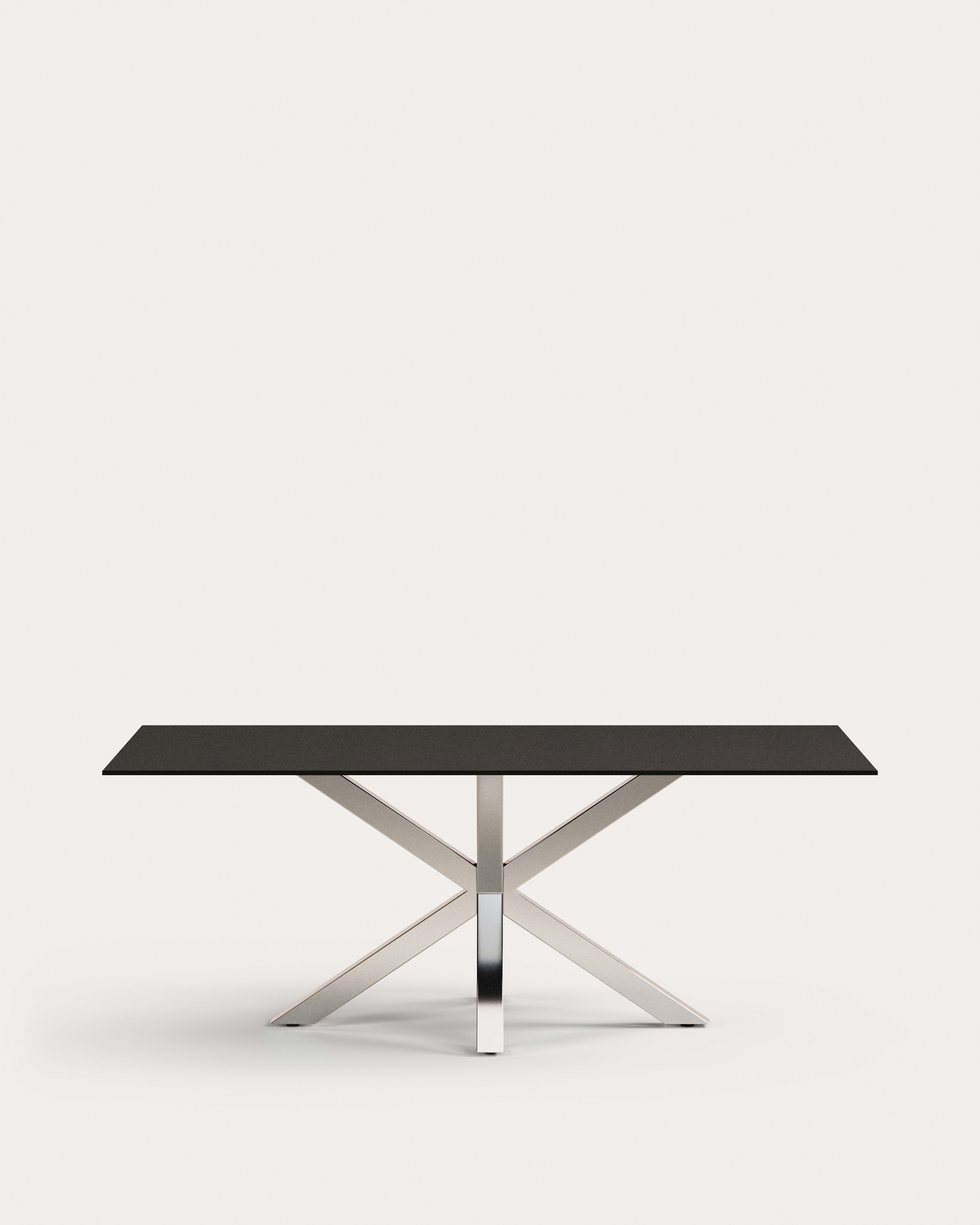 Argo table with black glass and steel legs 200 x 100 cm - Product View