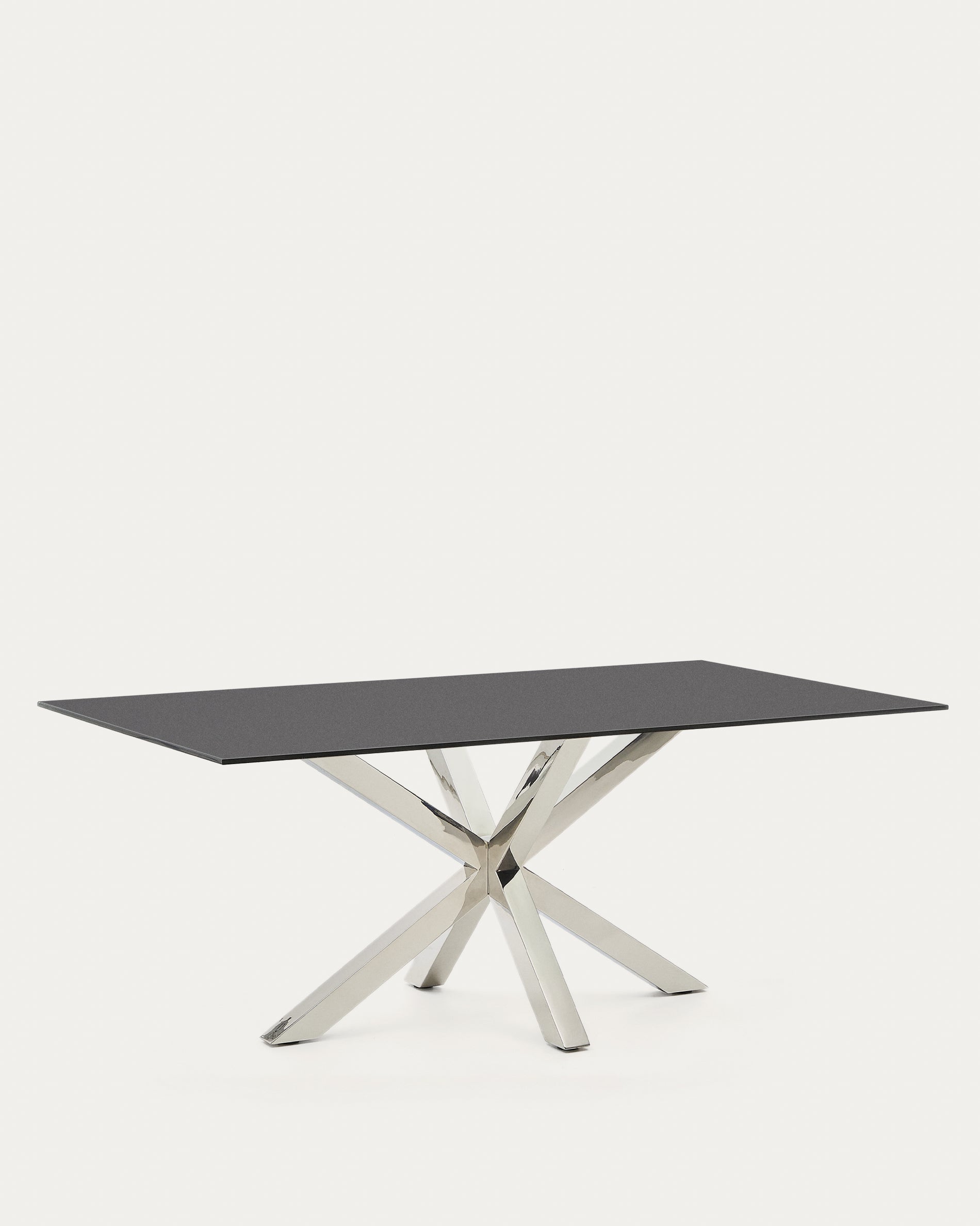 Argo table with black glass and steel legs 200 x 100 cm