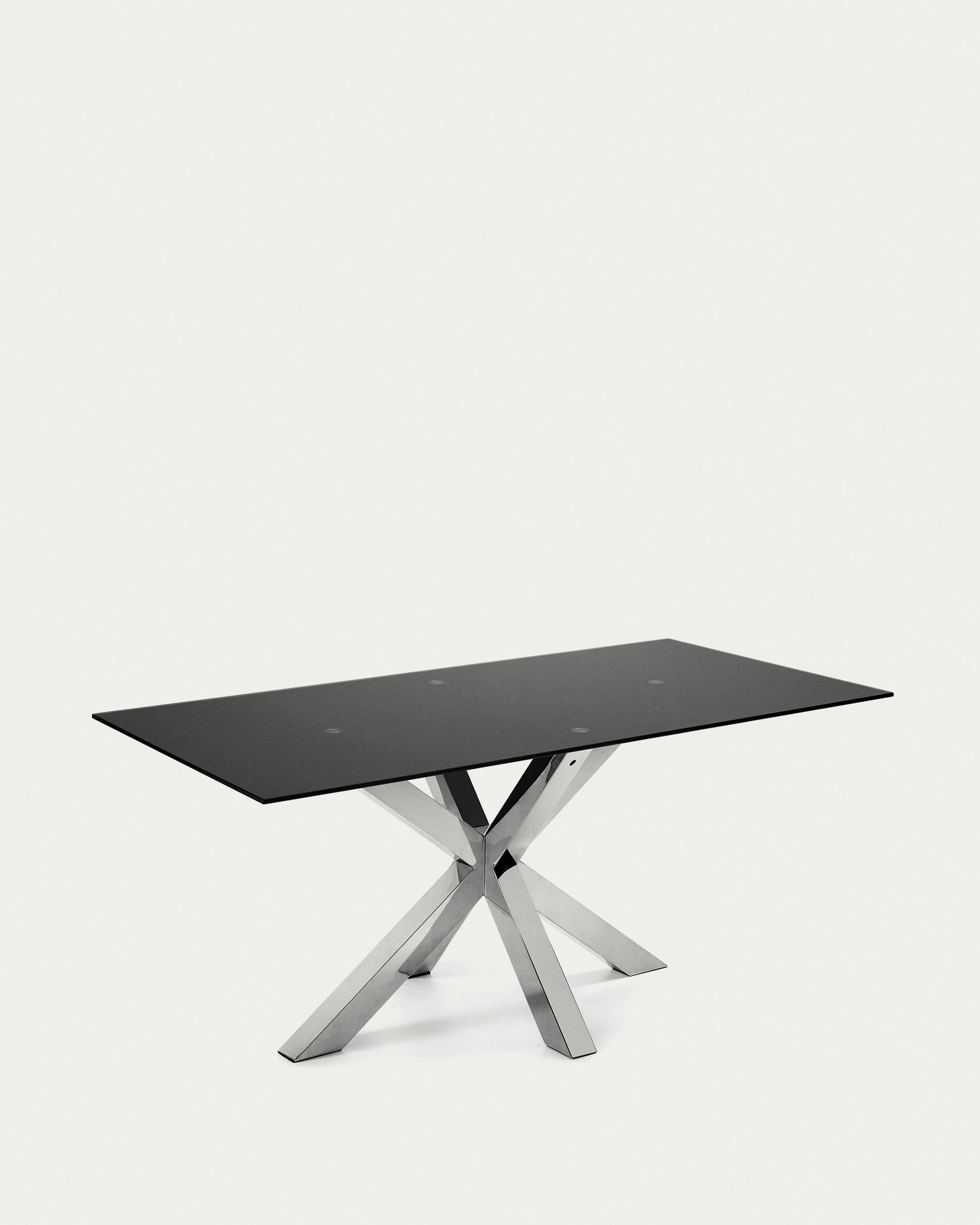 Argo table with black glass and steel legs 200 x 100 cm - Product View