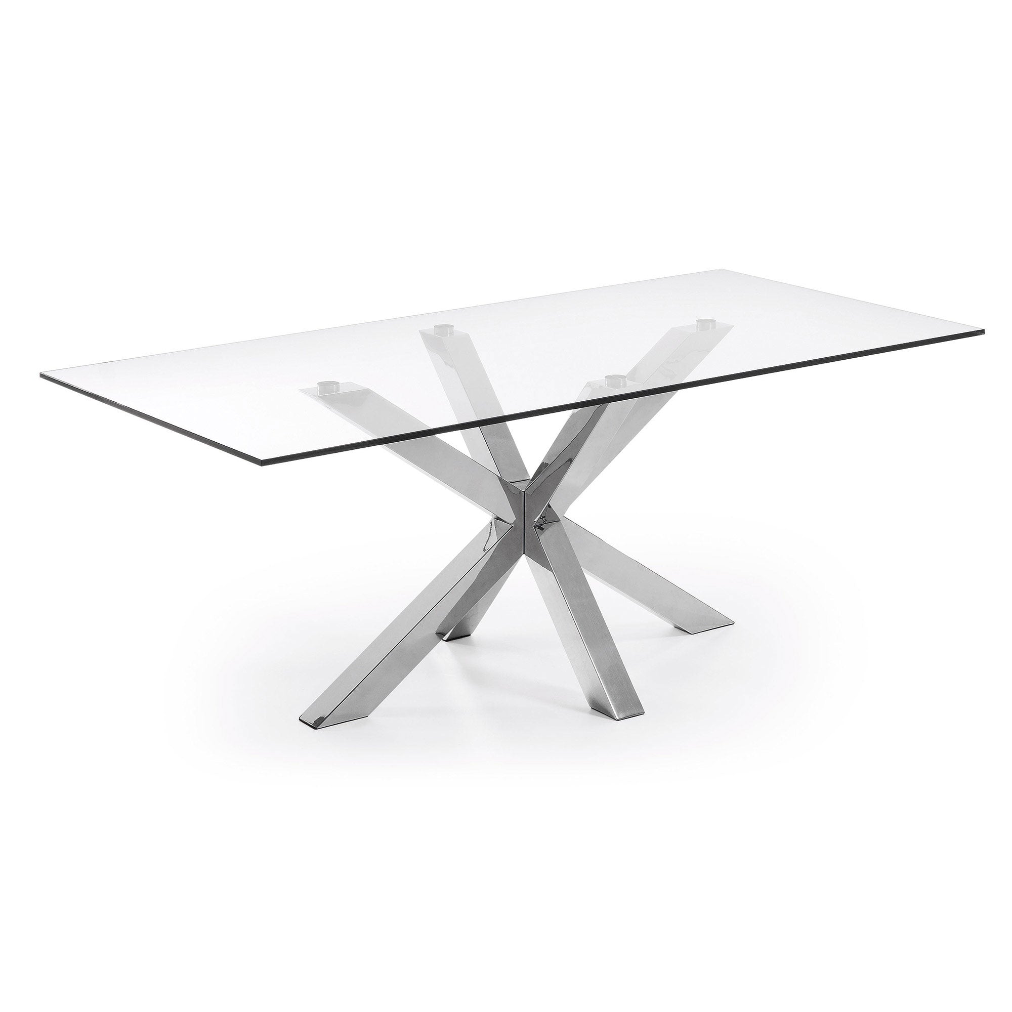 Argo glass table with stainless steel legs 200 x 100 cm - Product Image