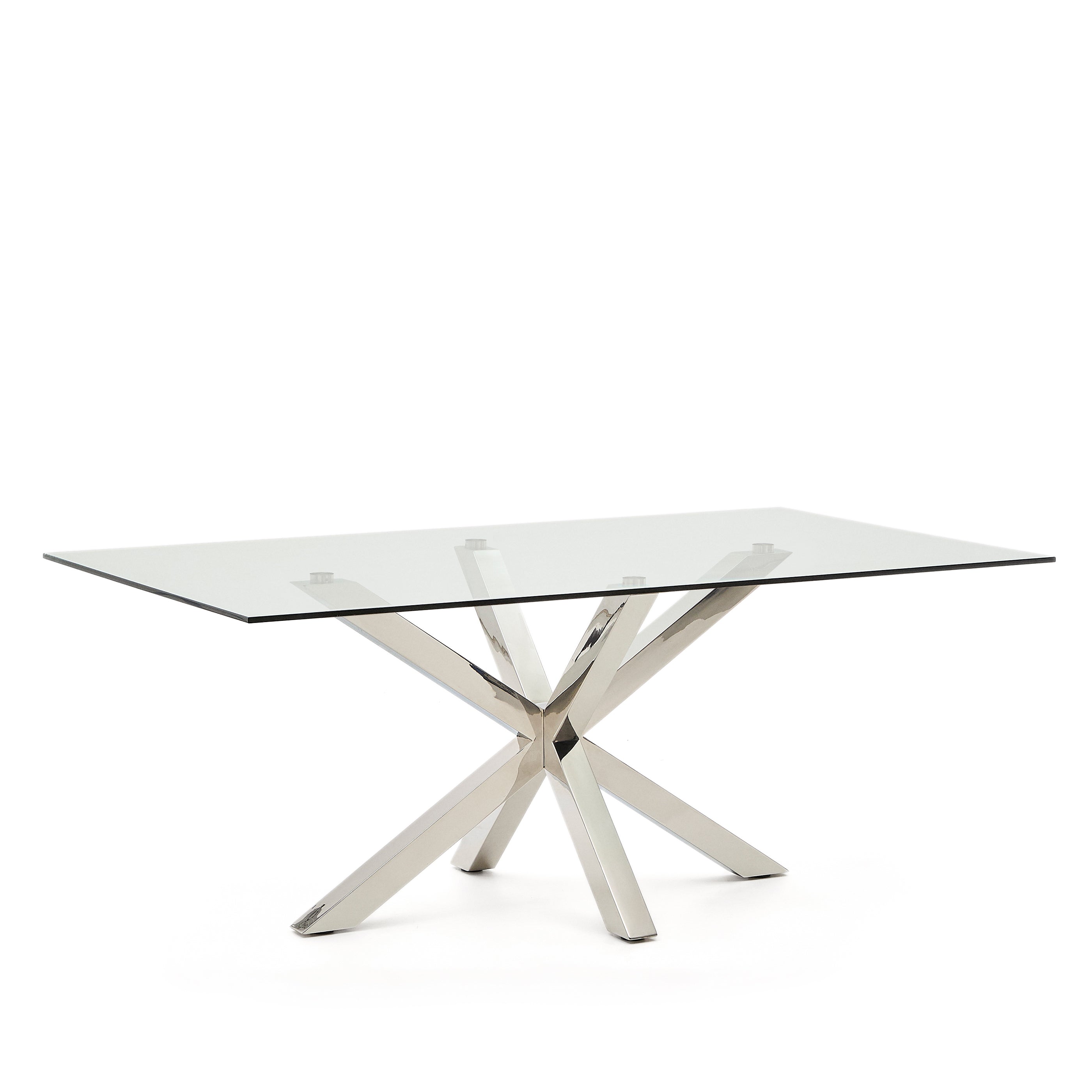 Argo glass table with stainless steel legs 200 x 100 cm - Product Image