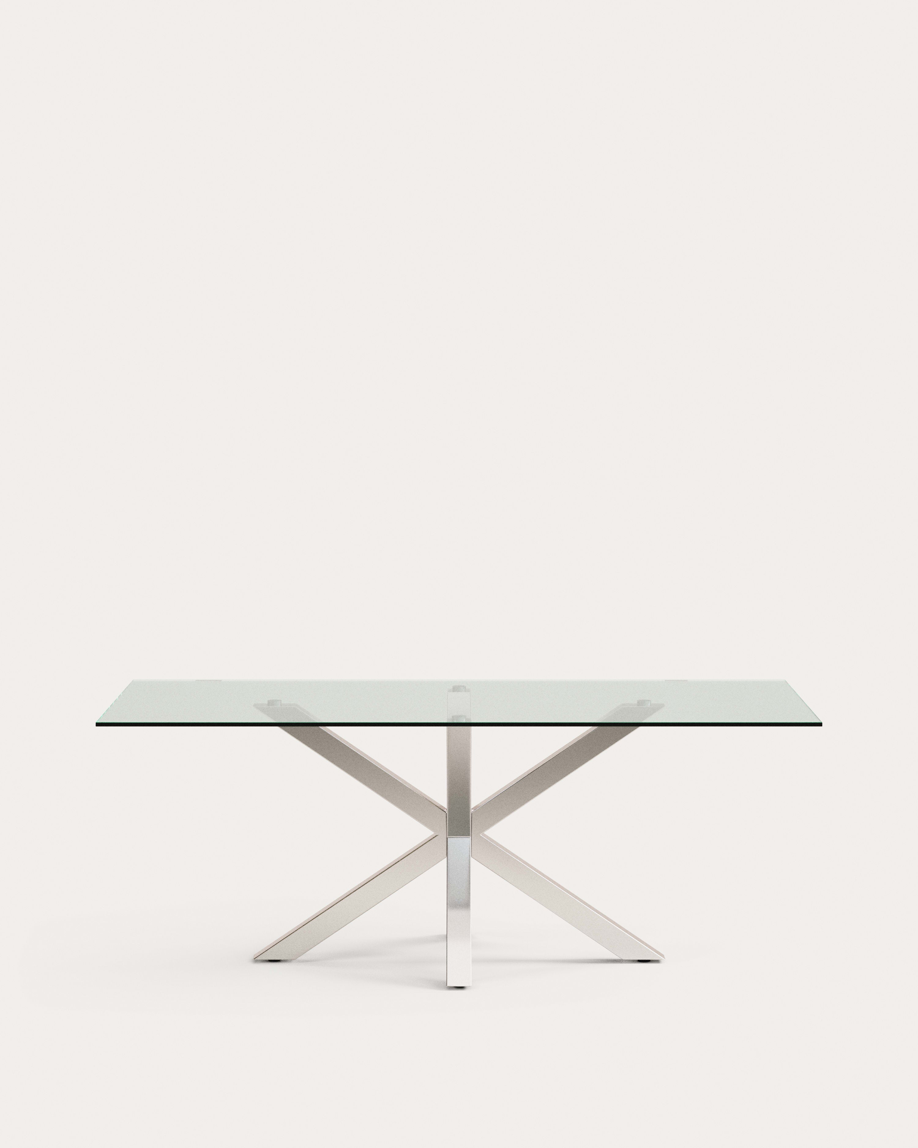 Argo glass table with stainless steel legs 200 x 100 cm - Product View