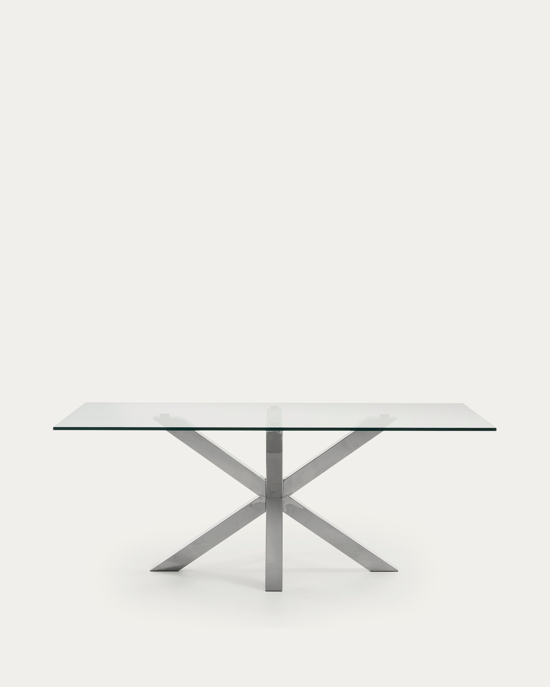 Argo glass table with stainless steel legs 200 x 100 cm - Product View