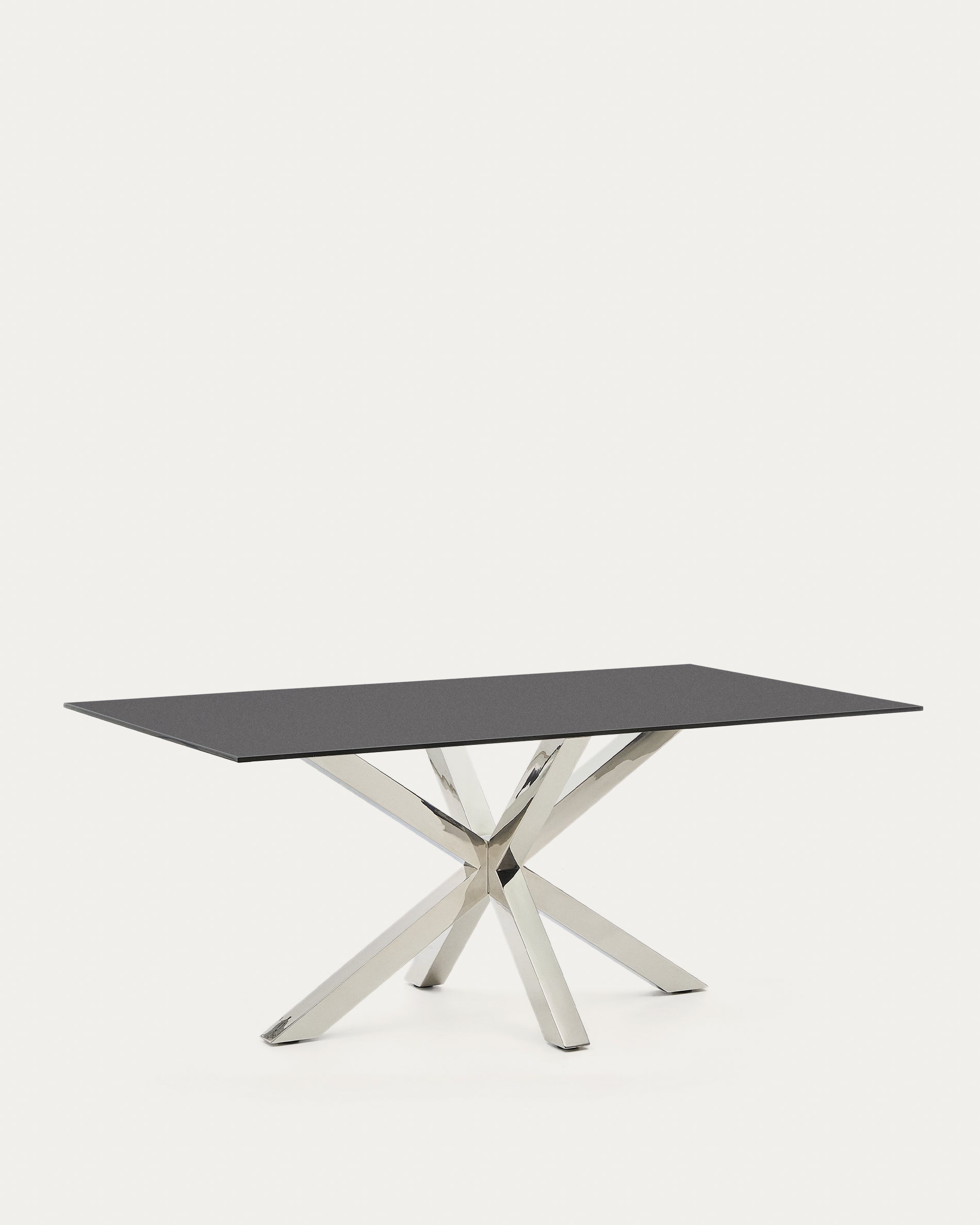 Argo table in frosted black glass and stainless steel legs 180 x 100 cm - Product View