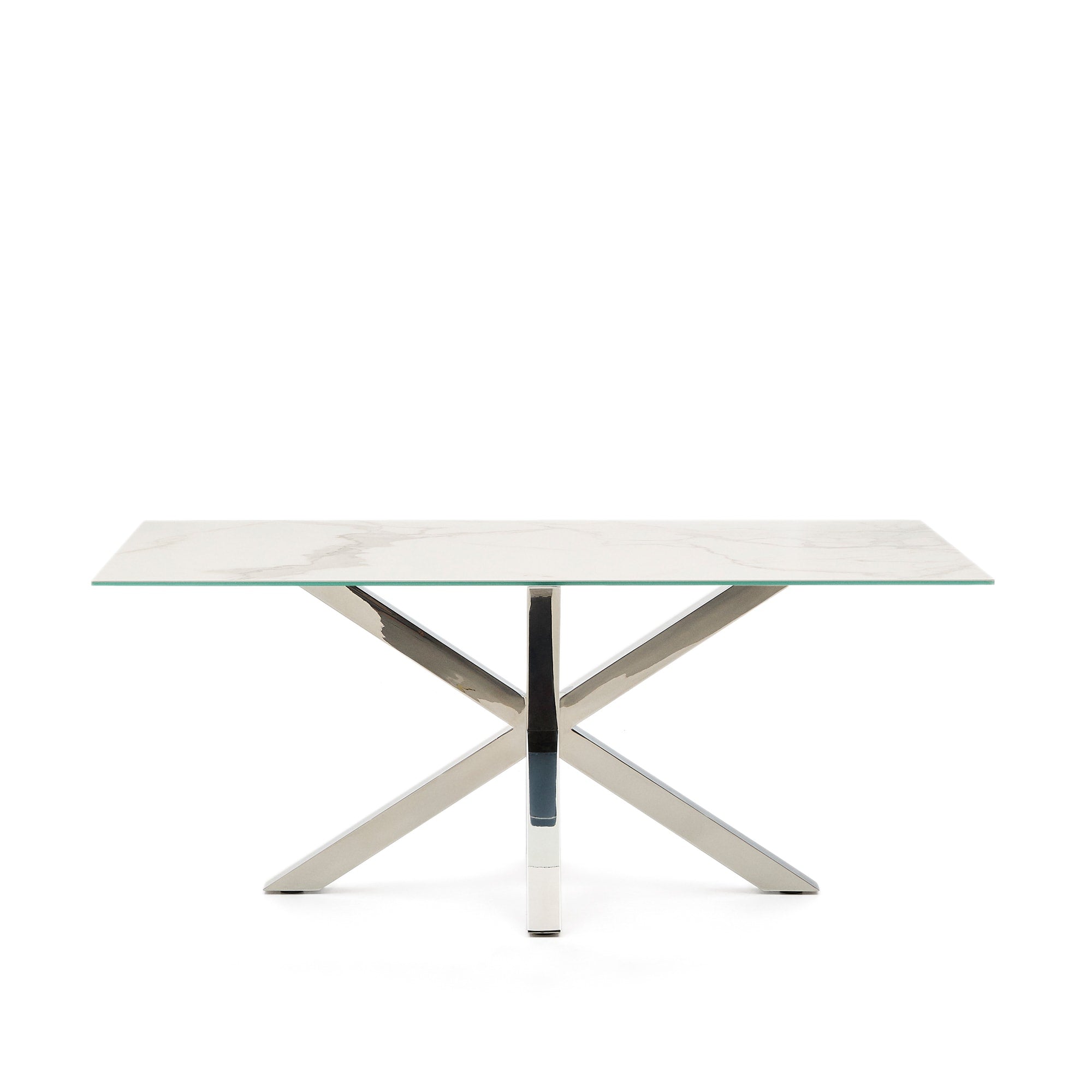 Argo asztal fehér Kalos porcelánból és rozsdamentes acél lábakkal, 180 x 100 cm