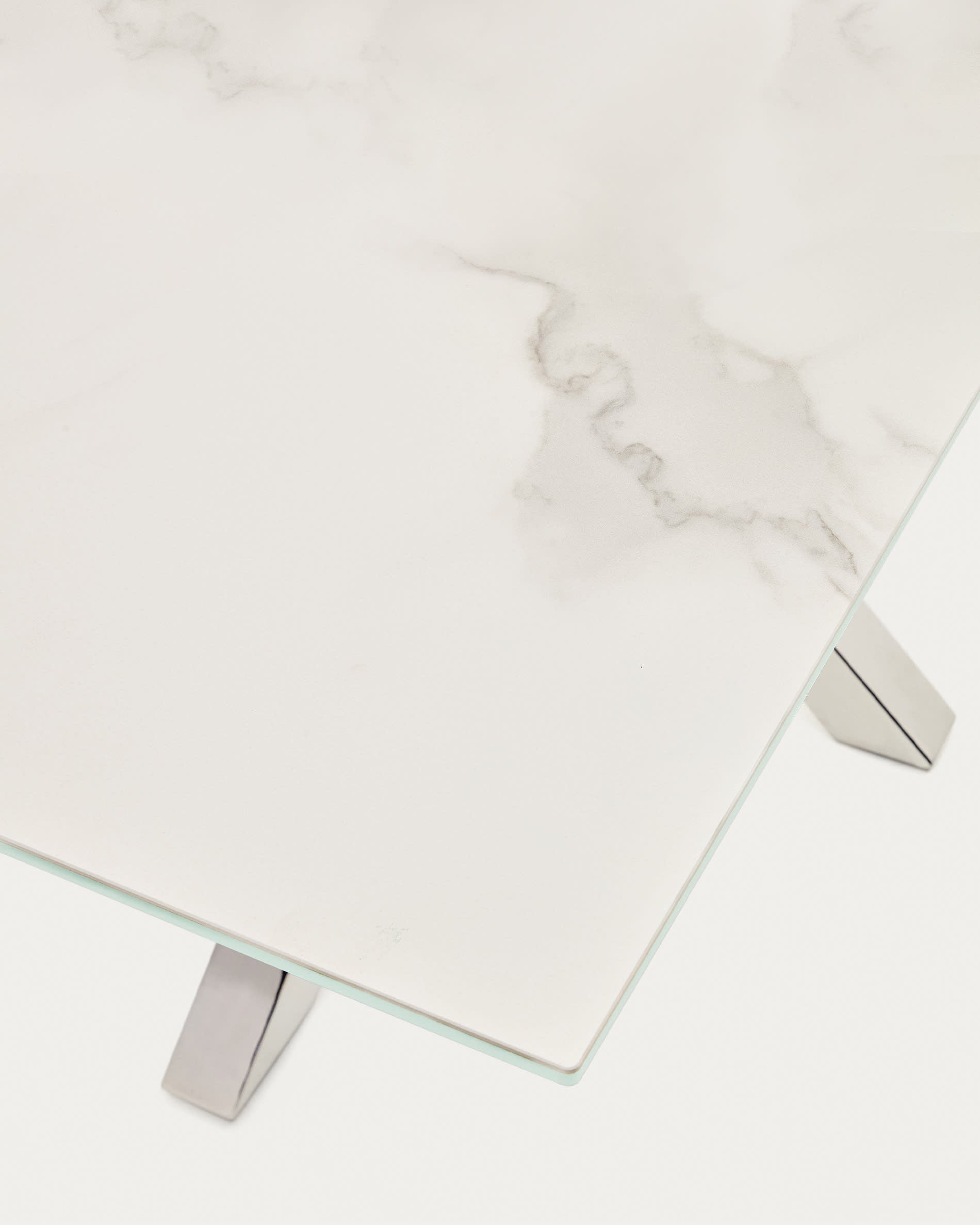 Argo asztal fehér Kalos porcelánból és rozsdamentes acél lábakkal, 180 x 100 cm