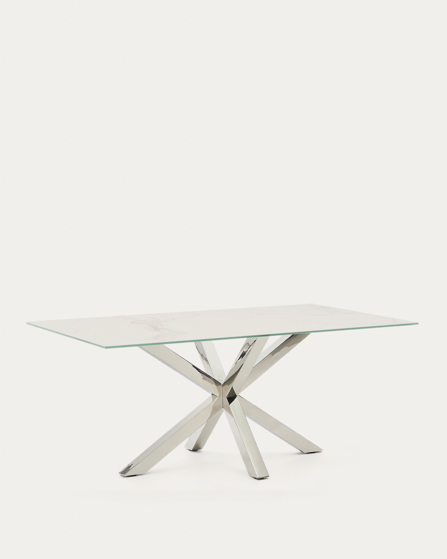 Argo table in white Kalos porcelain and stainless steel legs, 180 x 100 cm - Product View