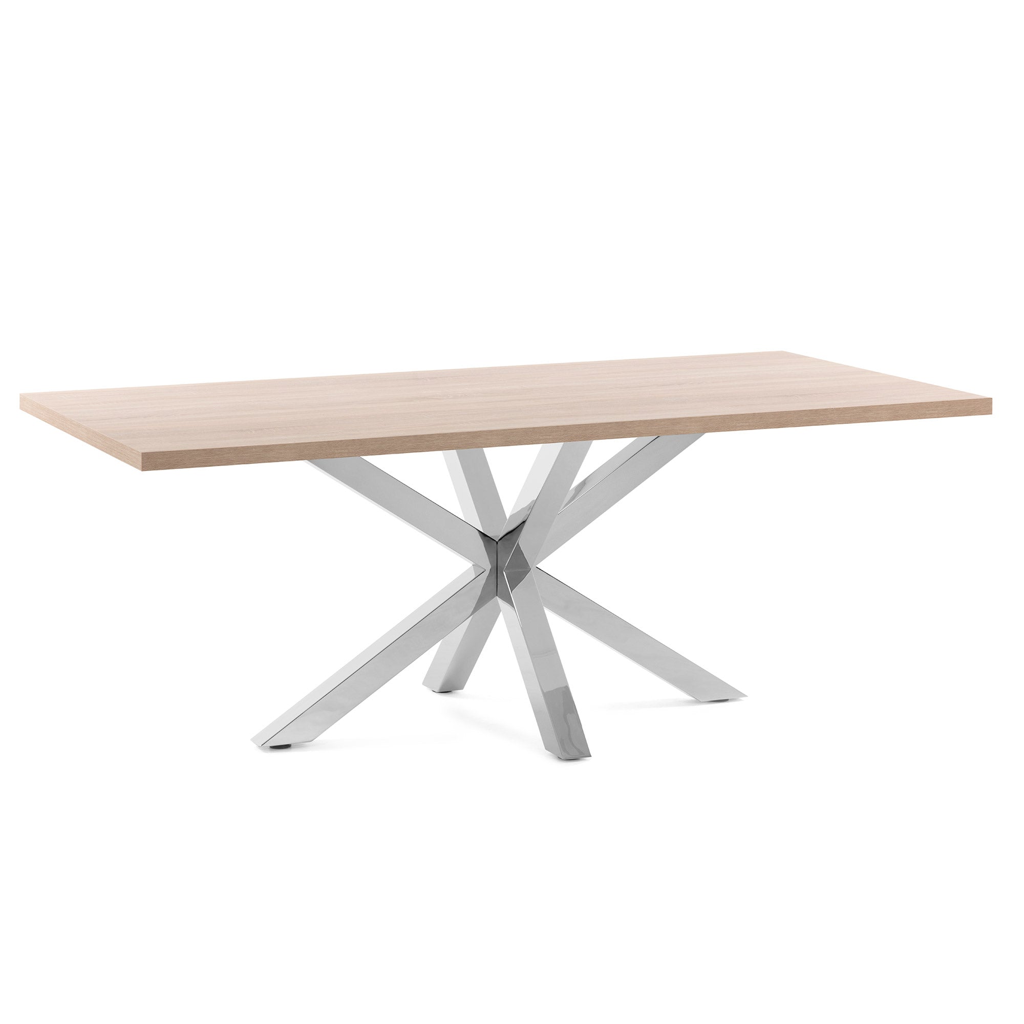 Argo table in melamine with natural finish and stainless steel legs 180 x 100 cm - Product Image