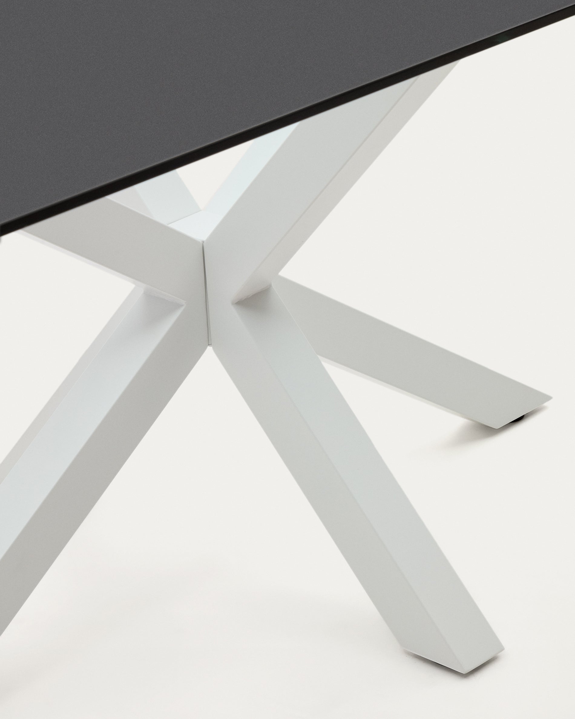 Argo table with frosted black glass and steel legs, black finish, 200 x 100 cm