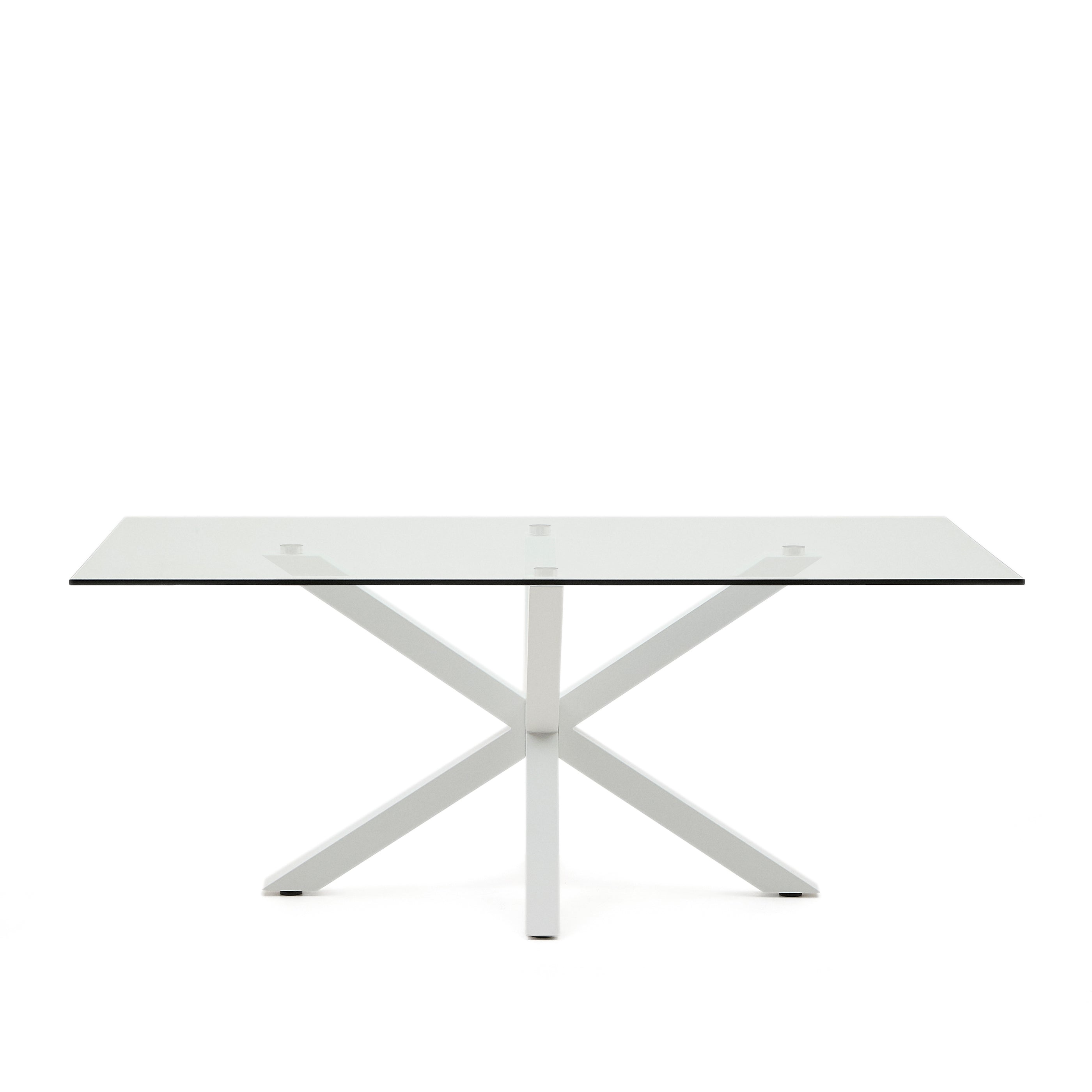 Argo glass table and steel legs with white finish, 200 x 100 cm - Product Image