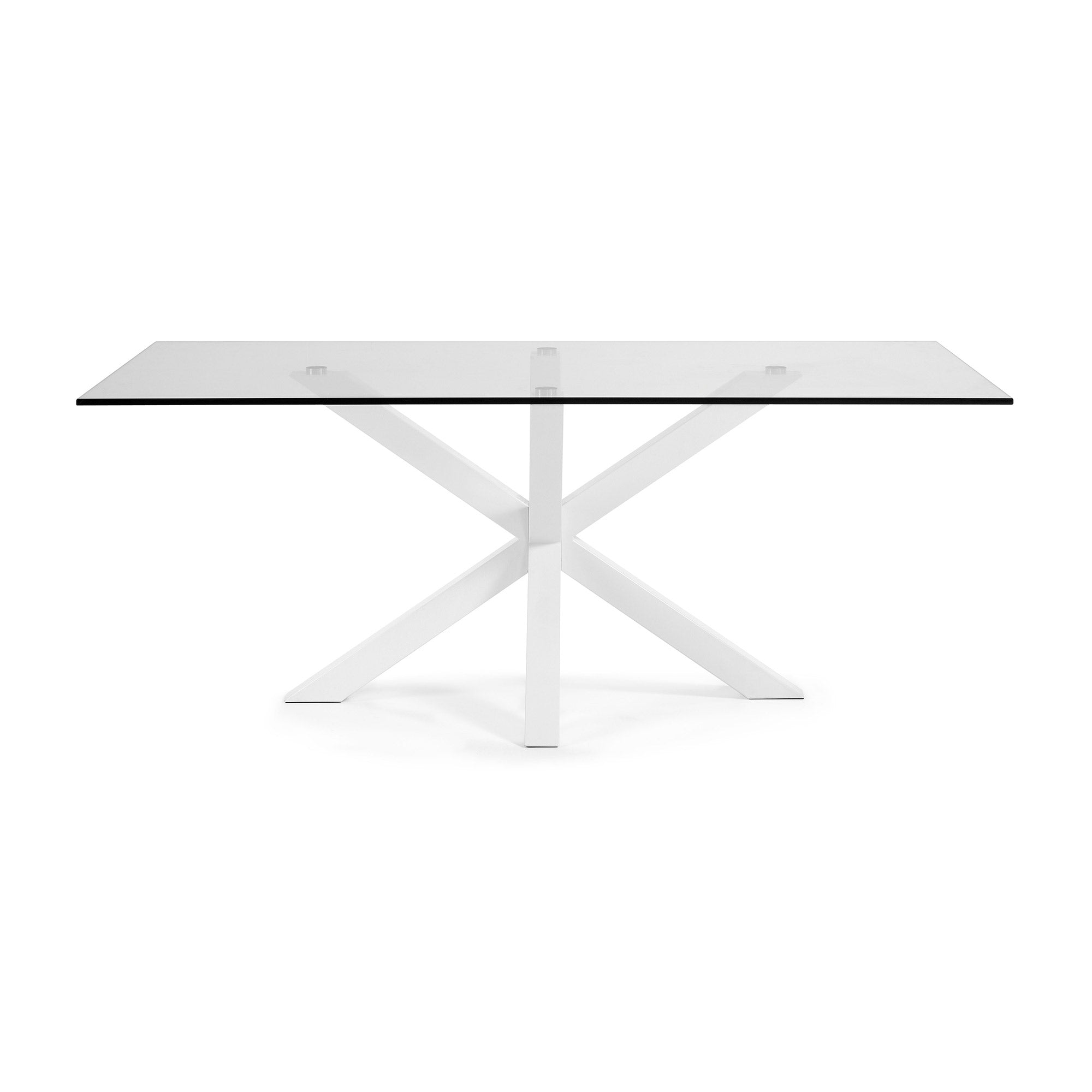 Argo glass table and steel legs with white finish, 200 x 100 cm - Product Image