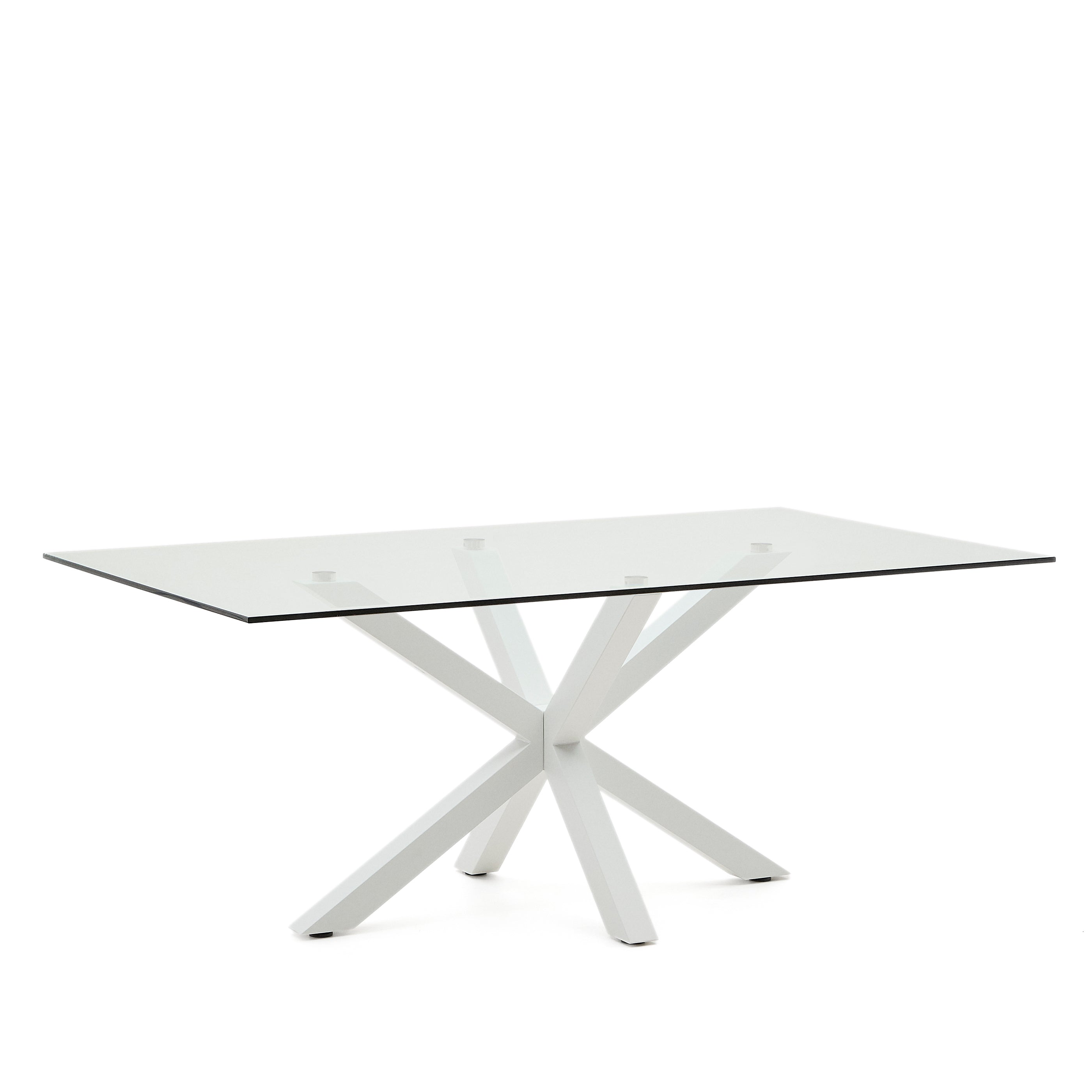 Argo glass table and steel legs with white finish, 200 x 100 cm - Product Image