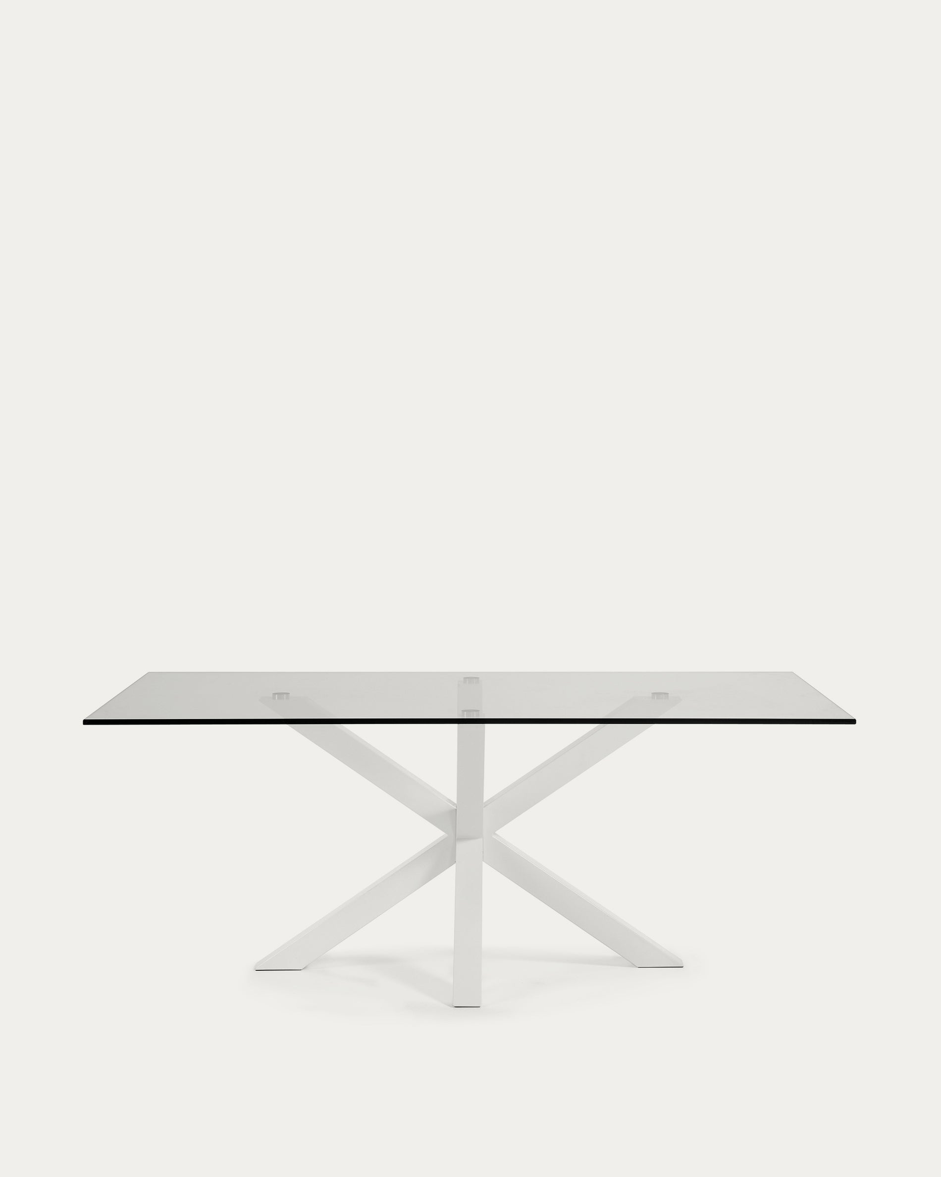 Argo glass table and steel legs with white finish, 200 x 100 cm - Product View