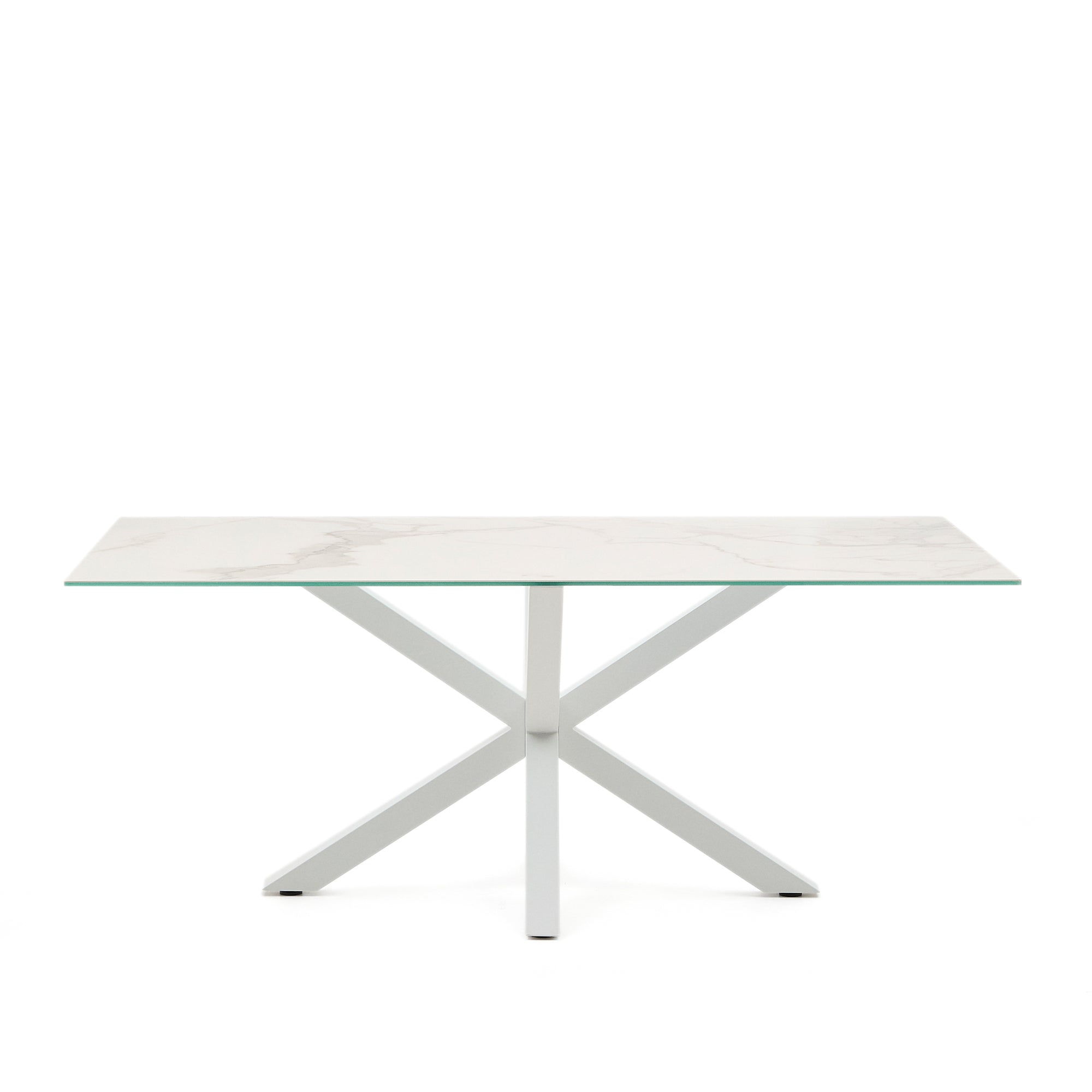 Argo table in white Kalos porcelain and steel legs with white finish, 200 x 100 cm