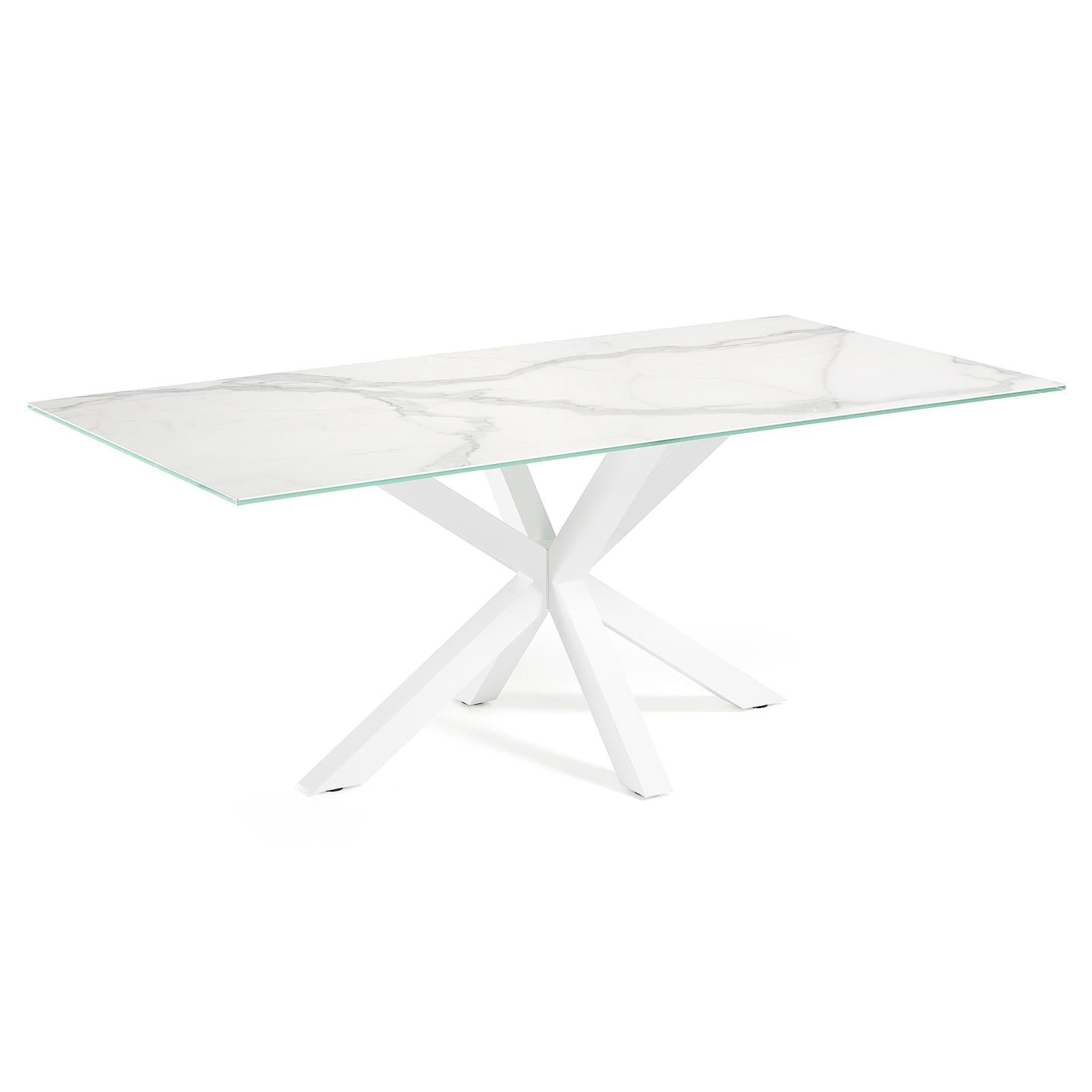 Argo table in white Kalos porcelain and steel legs with white finish, 200 x 100 cm - Product Image
