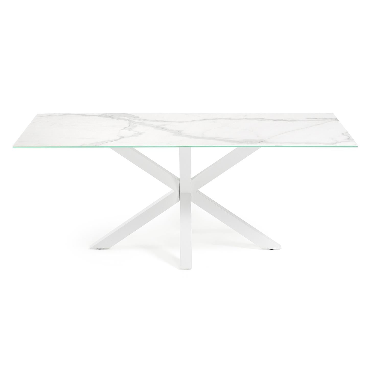 Argo table in white Kalos porcelain and steel legs with white finish, 200 x 100 cm - Product Image