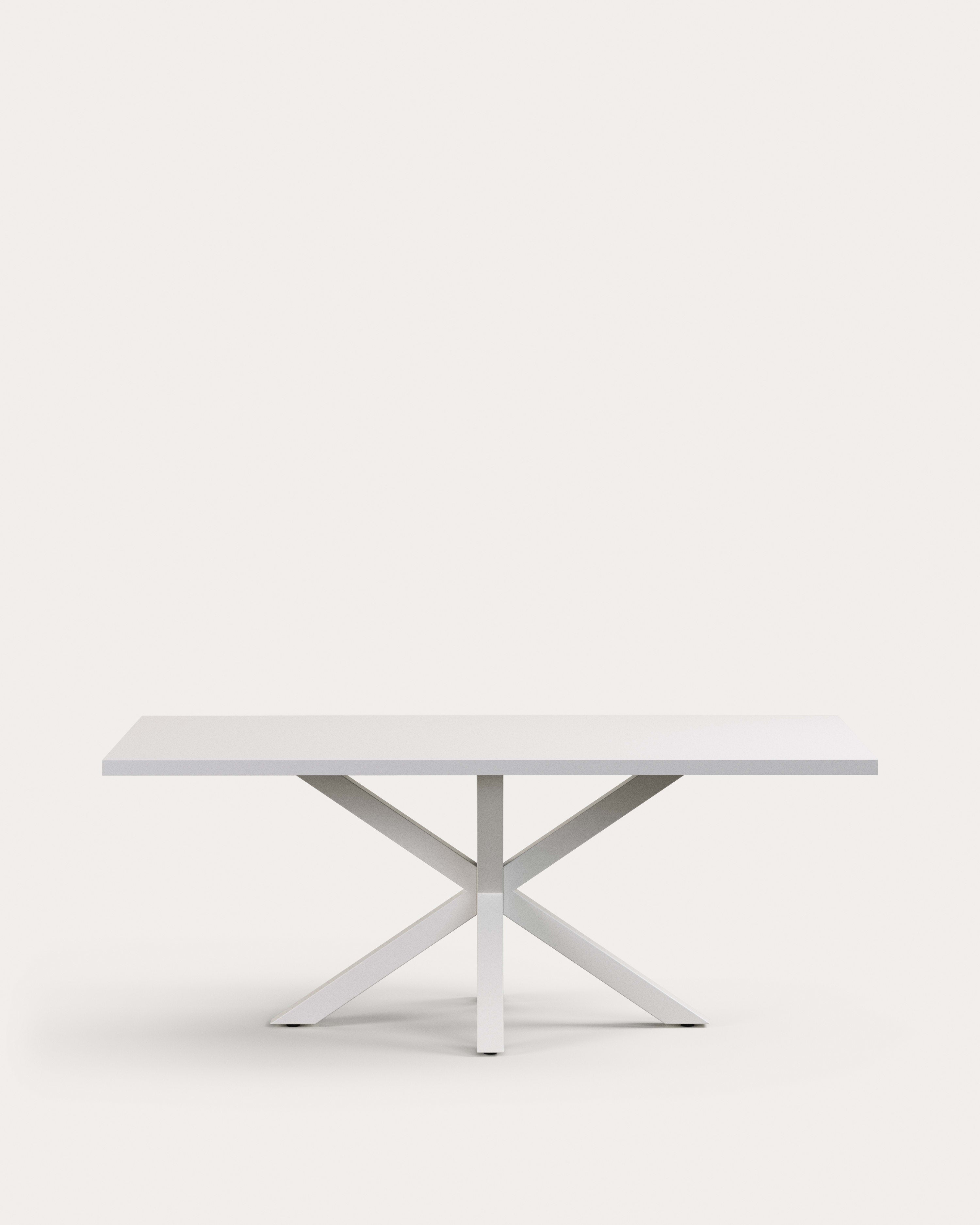 Argo table in melamine with white finish and steel legs with white finish 200 x 100 cm - Product View