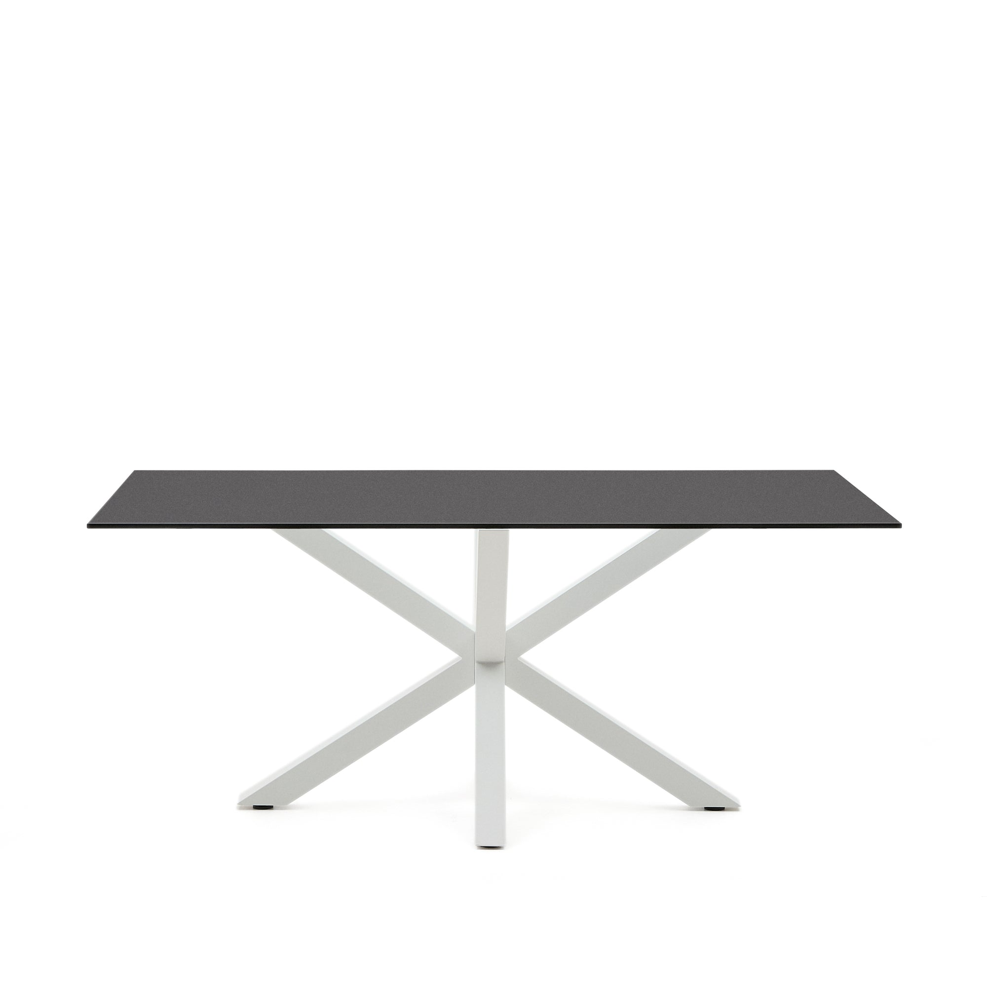 Argo table 180x100 cm, epoxy white and black glass - Product Image