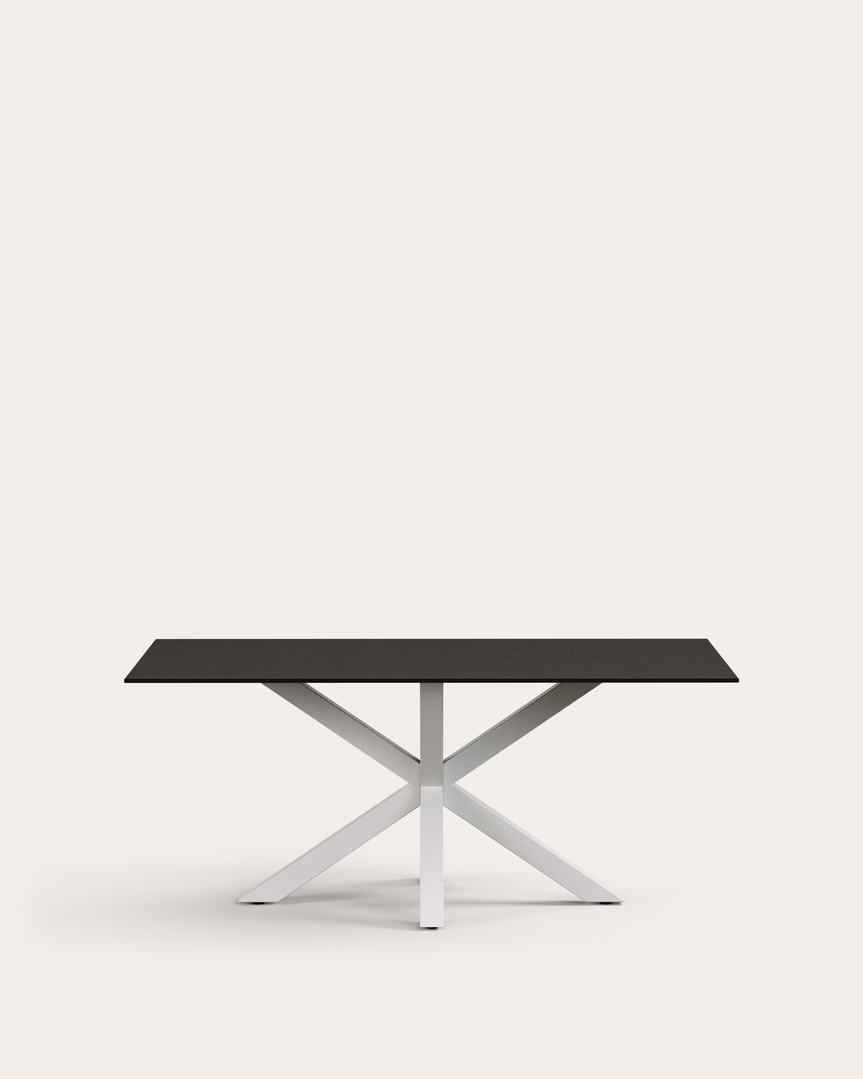 Argo table 180x100 cm, epoxy white and black glass - Product View