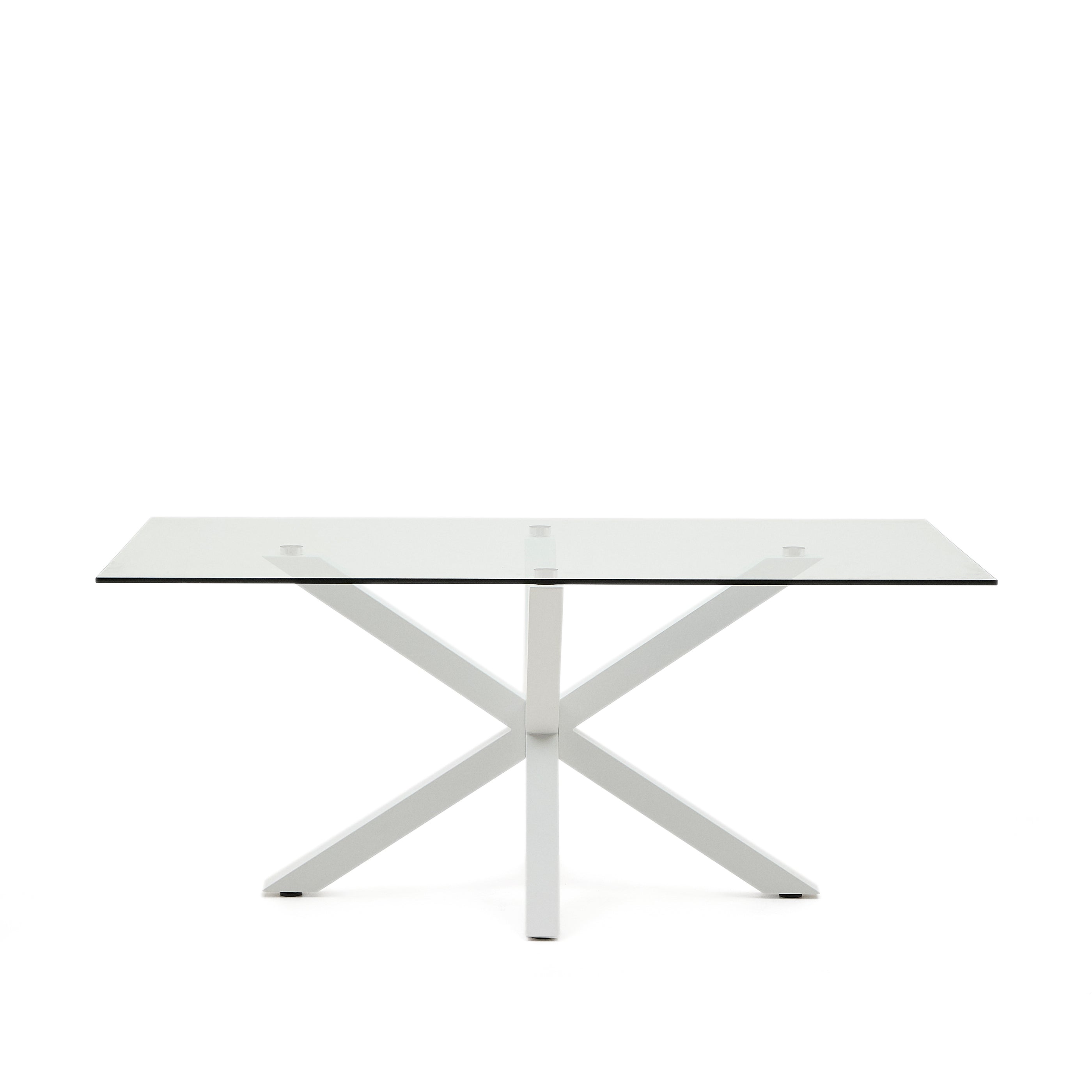 Argo glass table and steel legs with white finish, 180 x 100 cm - Product Image
