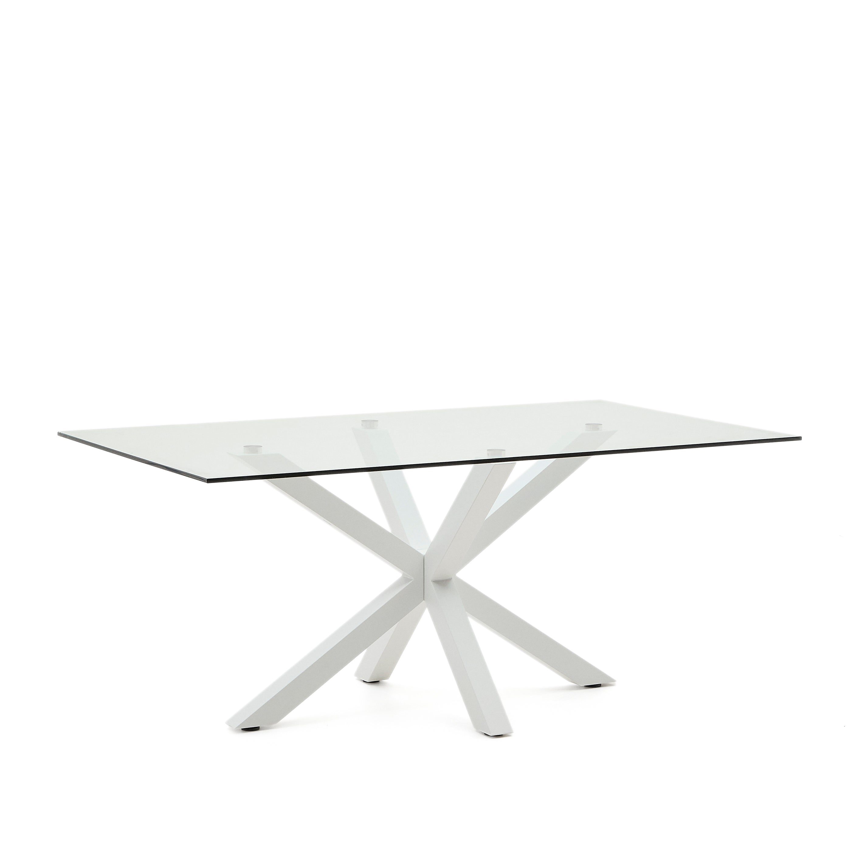 Argo glass table and steel legs with white finish, 180 x 100 cm - Product Image