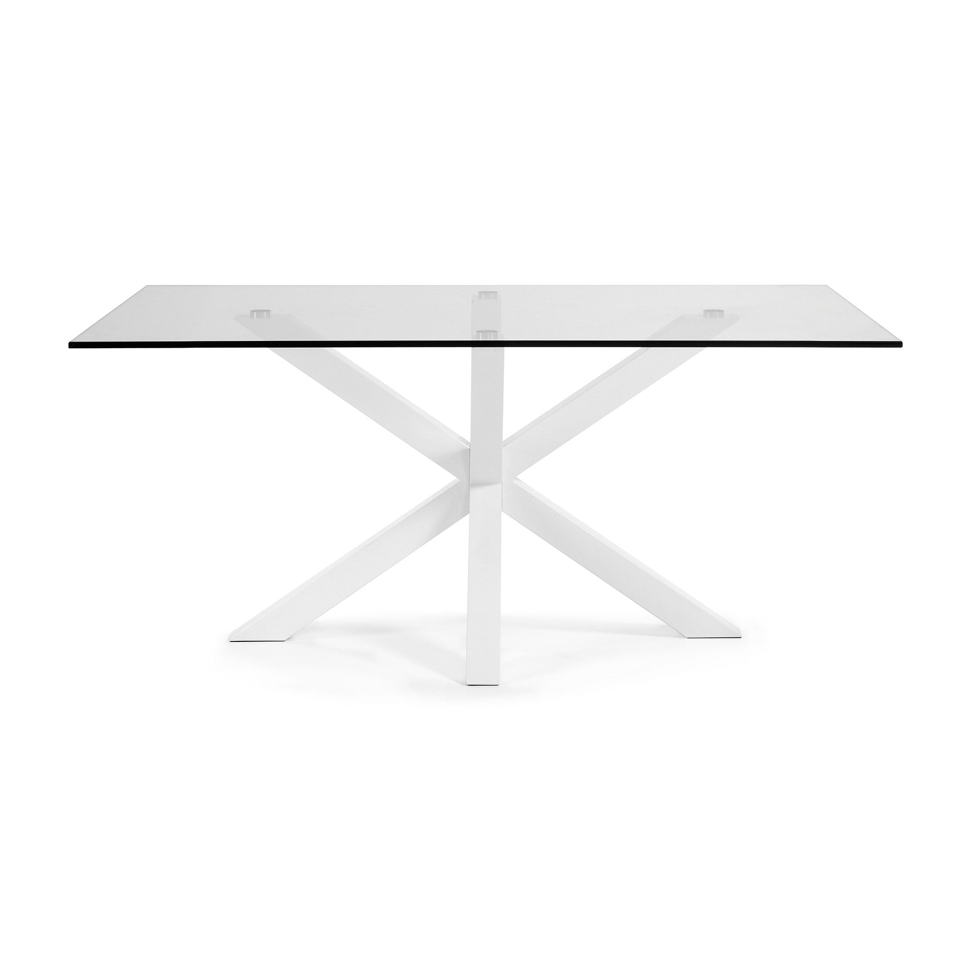 Argo glass table and steel legs with white finish, 180 x 100 cm - Product Image